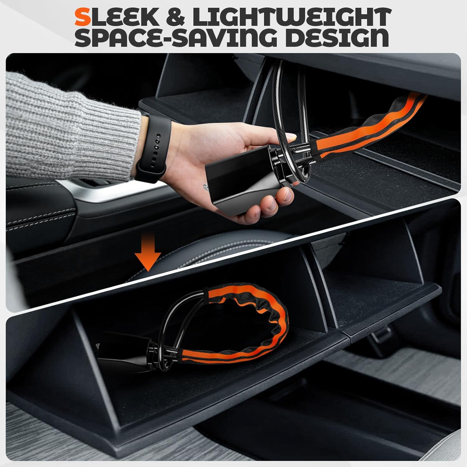 Thumbnail 6 de Dayacoco Steering Wheel Lock with Reflective Strips – Titan Lock (Orange)