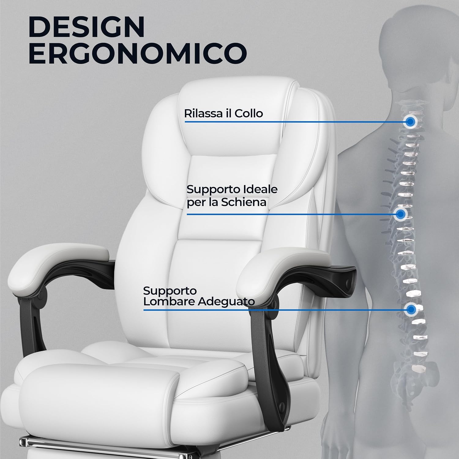 Detalle 2 de Yaheetech Poltrona Ufficio Ergonomica 136 kg