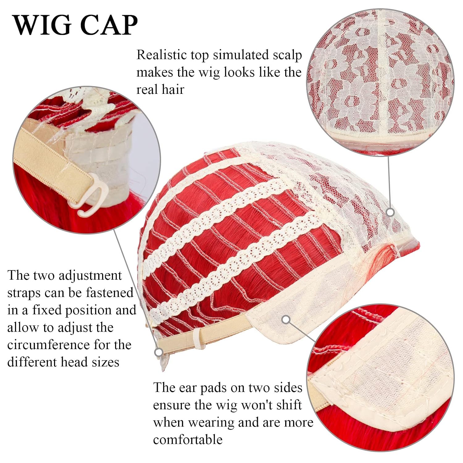 Detalle 2 de Yan Dream Red Straight Wig, 22.8-Inch Length