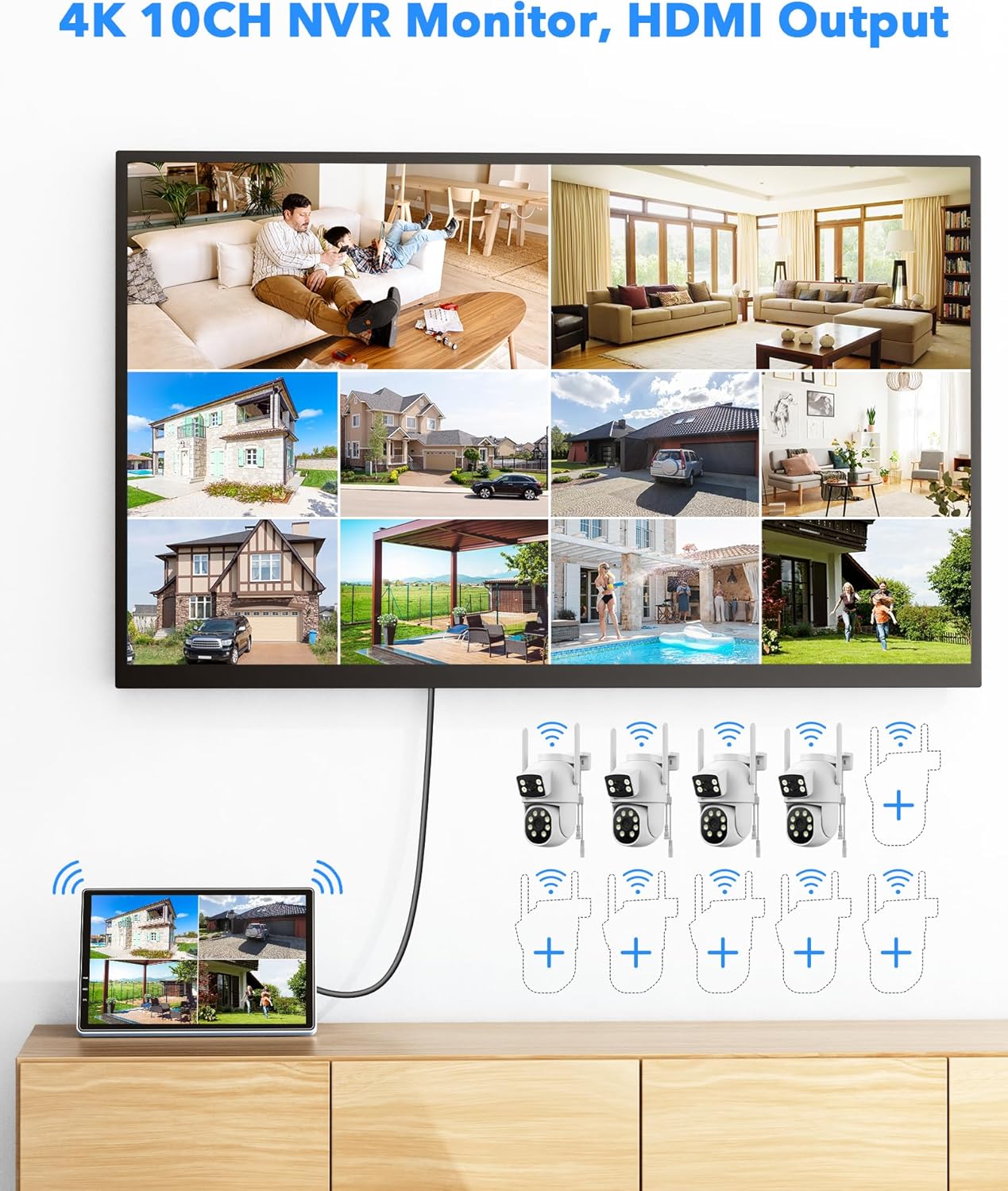 Thumbnail 5 de Camcamp 2K PTZ Kit WiFi per videosorveglianza esterna con monitor LCD da 10" e NVR 10 canali