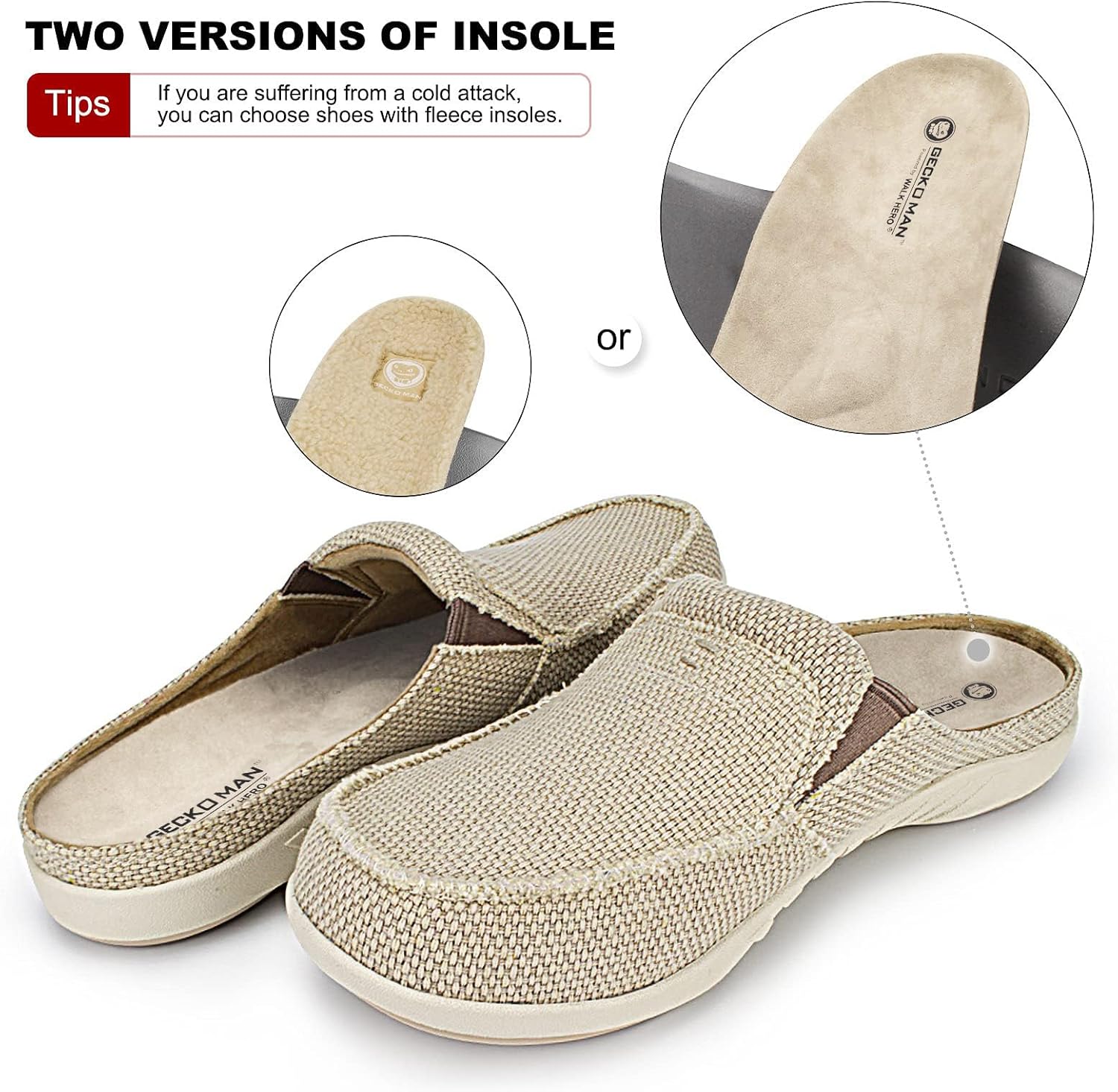 Thumbnail 5 de Men’s Arch Support Canvas Slippers with Velvet Lining and Anti-Skid Rubber Sole