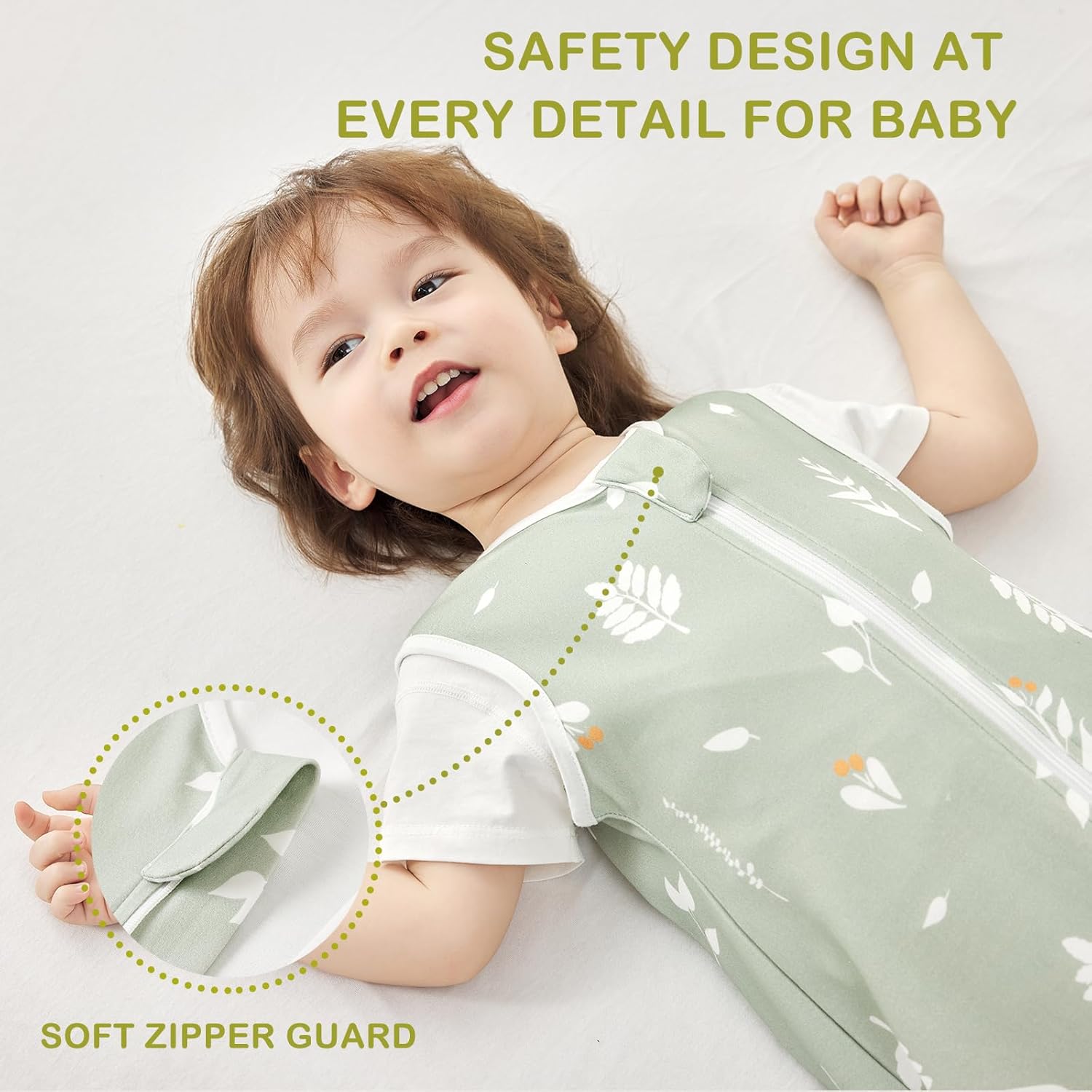 Thumbnail 3 de Nivolltha Super Soft 1 TOG Baby Sleeping Bag – 100% Cotton, Safe Spring & Autumn Sleep Sack (0-6 Months) – Foliage