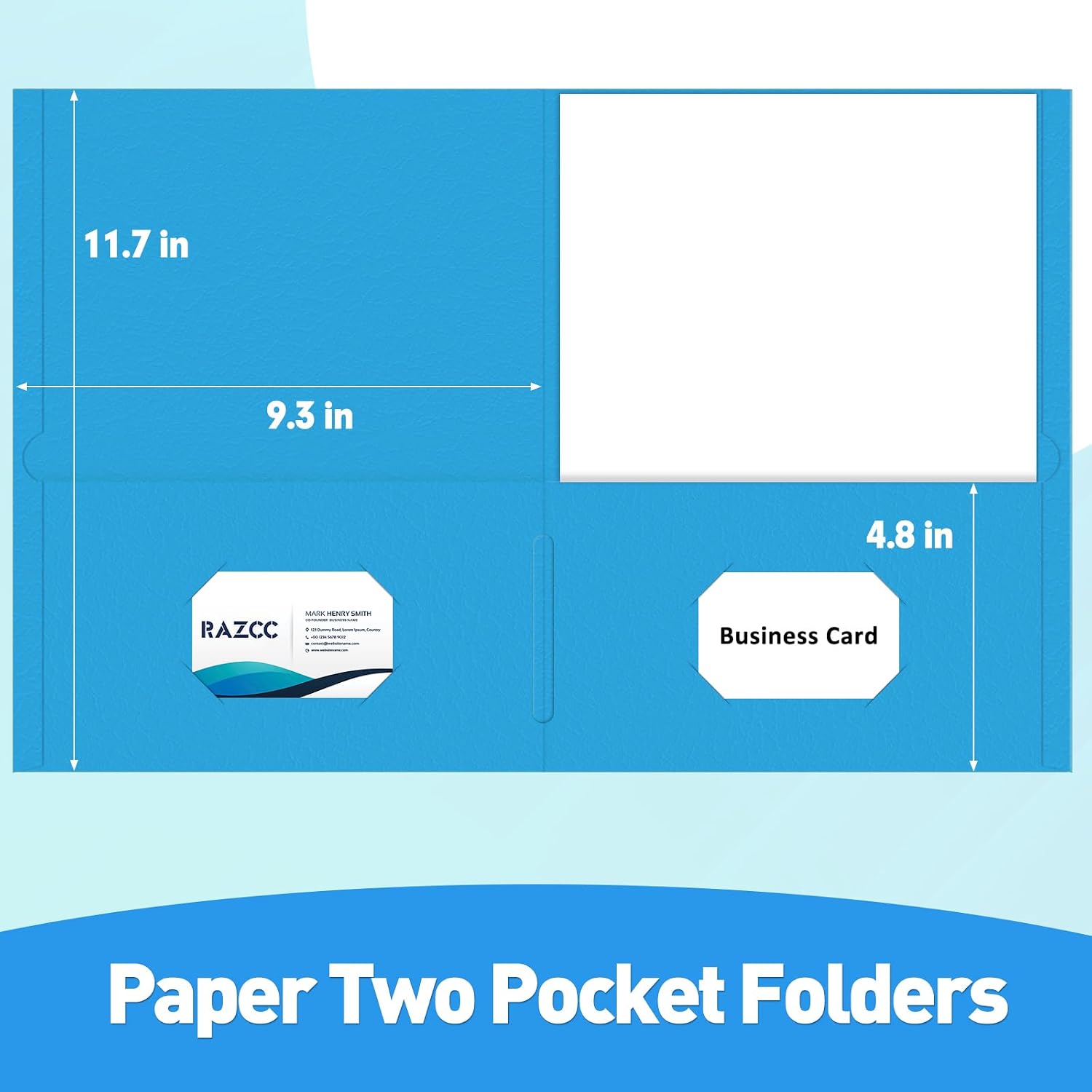 Detalle de RAZCC TwoPocketFolders-light Two-Pocket File Folders, Letter Size, 100-Pack, 5 Colors