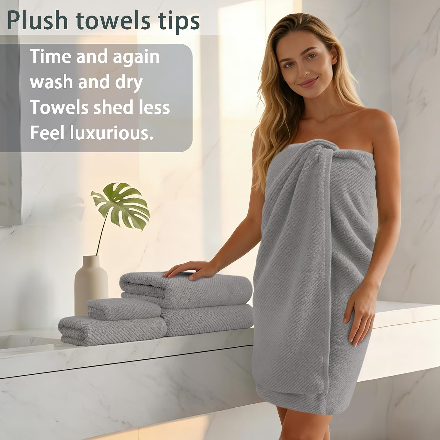 Detalle de VOOVA & MOVAS Grey 6-Piece Cotton Towel Set
