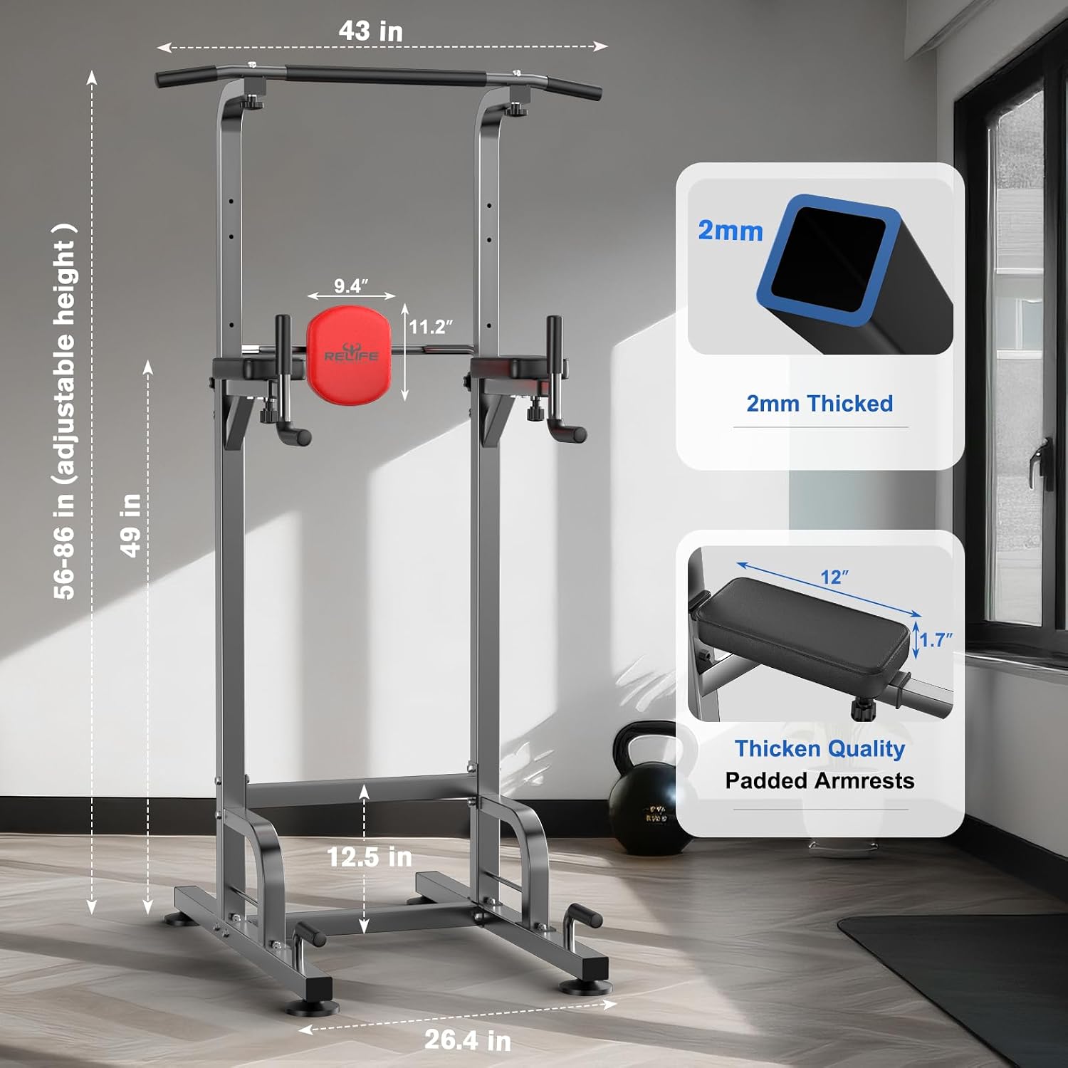 Thumbnail 6 de RELIFE REBUILD YOUR LIFE R-JL-01 Power Tower with Adjustable Pull-Up Bar