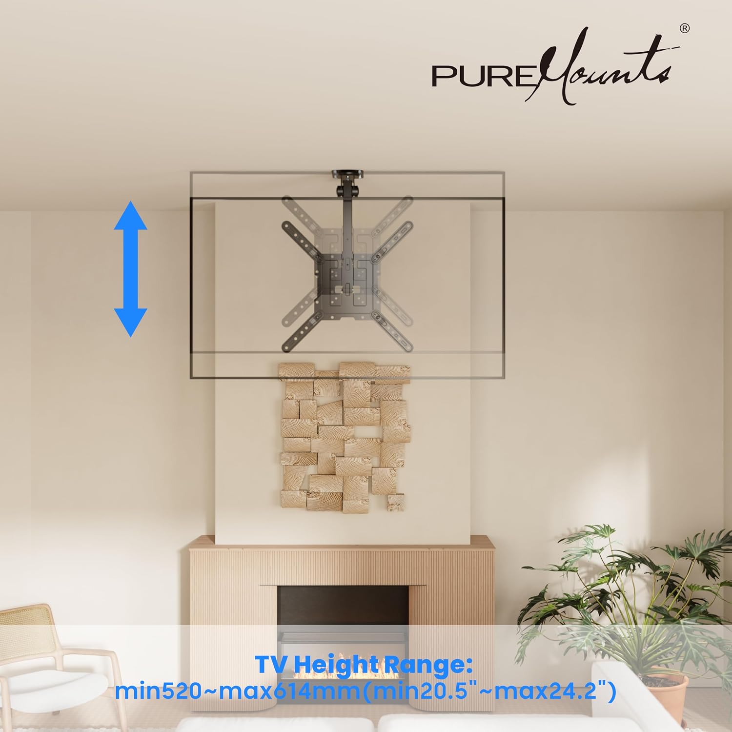 Thumbnail 1 de PureMounts supporto a soffitto per TV pieghevole 23-55 pollici, regolabile e inclinabile, fino a VESA 400x400, nero