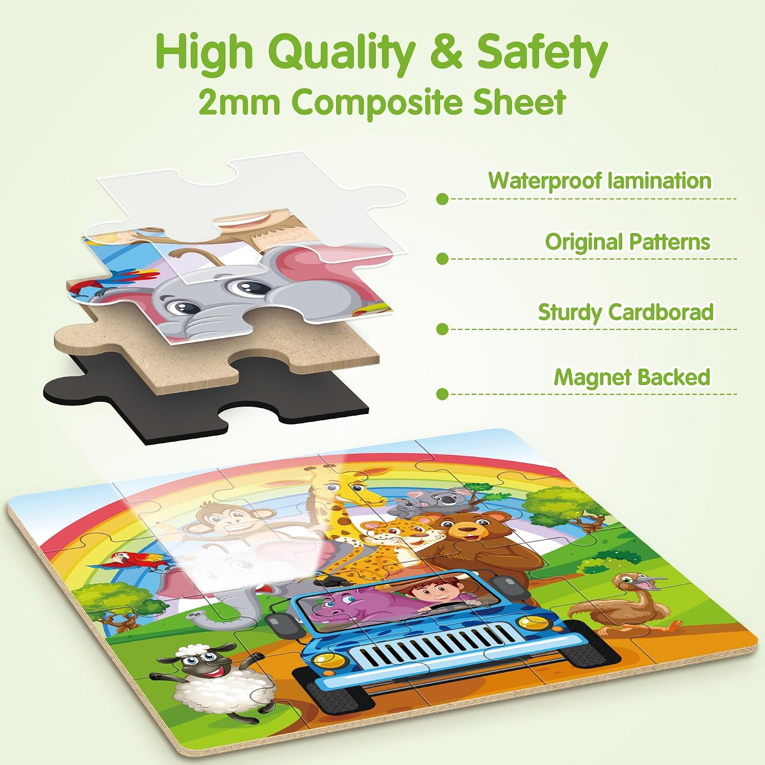 Detalle de SYNARRY Magnetic Puzzles for Kids aged 3-5: 20-Piece Animal Scenes Magnetic Puzzles for Travel