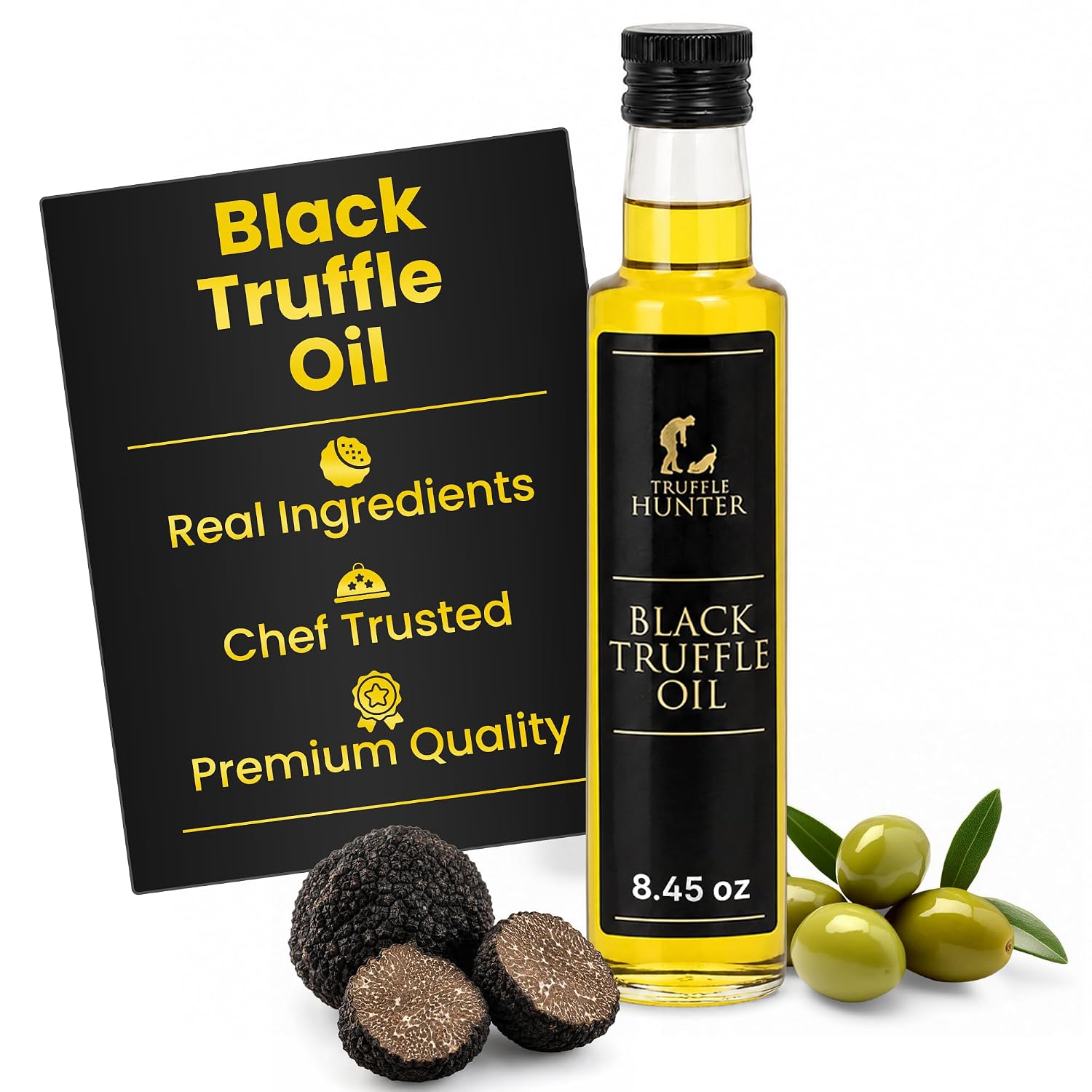 Detalle de TruffleHunter Black Truffle Oil with Extra Virgin Olive Oil, 8.45 fl oz