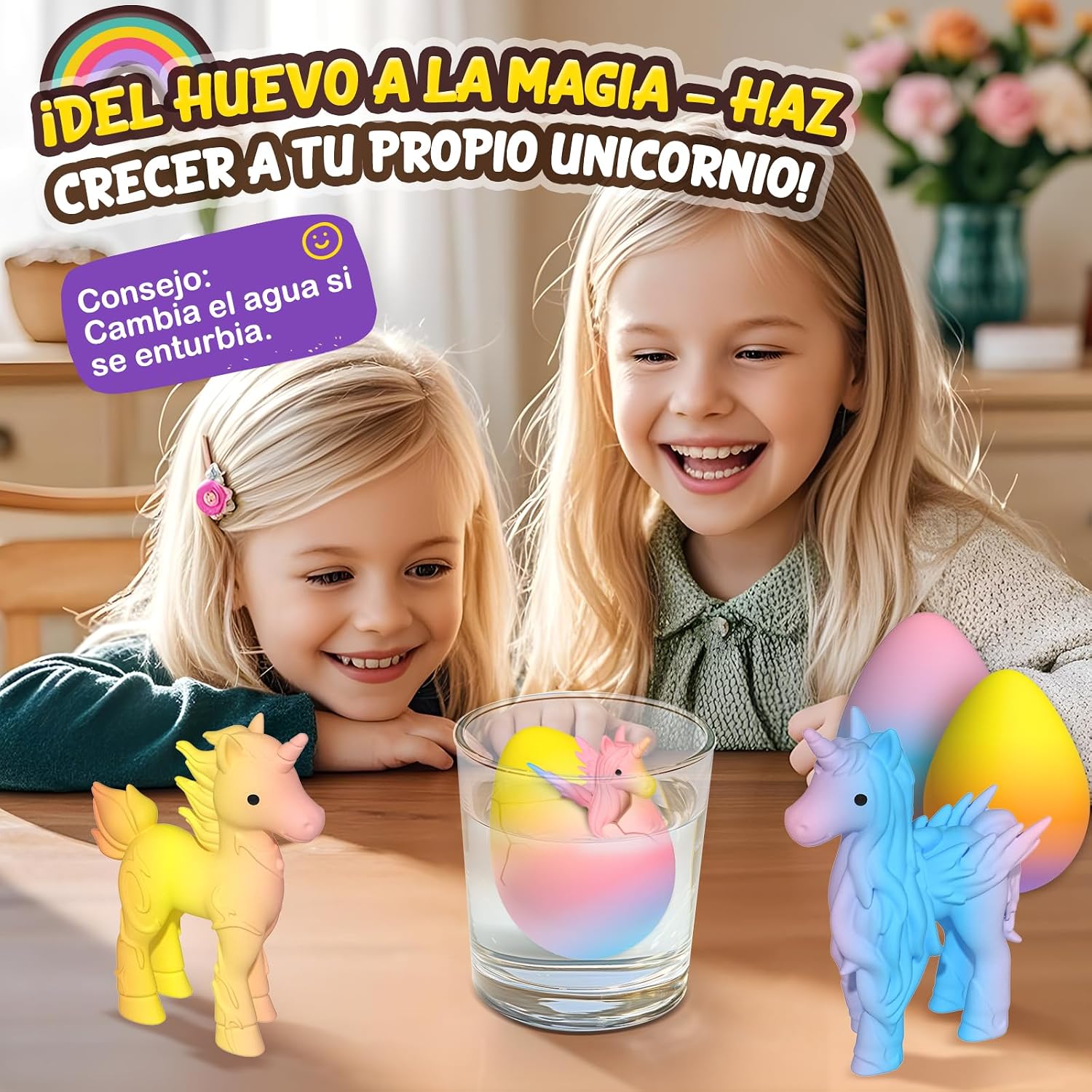 Detalle 2 de Unicorn Hatching Rainbow Eggs for Kids 6 Pack 🧩
