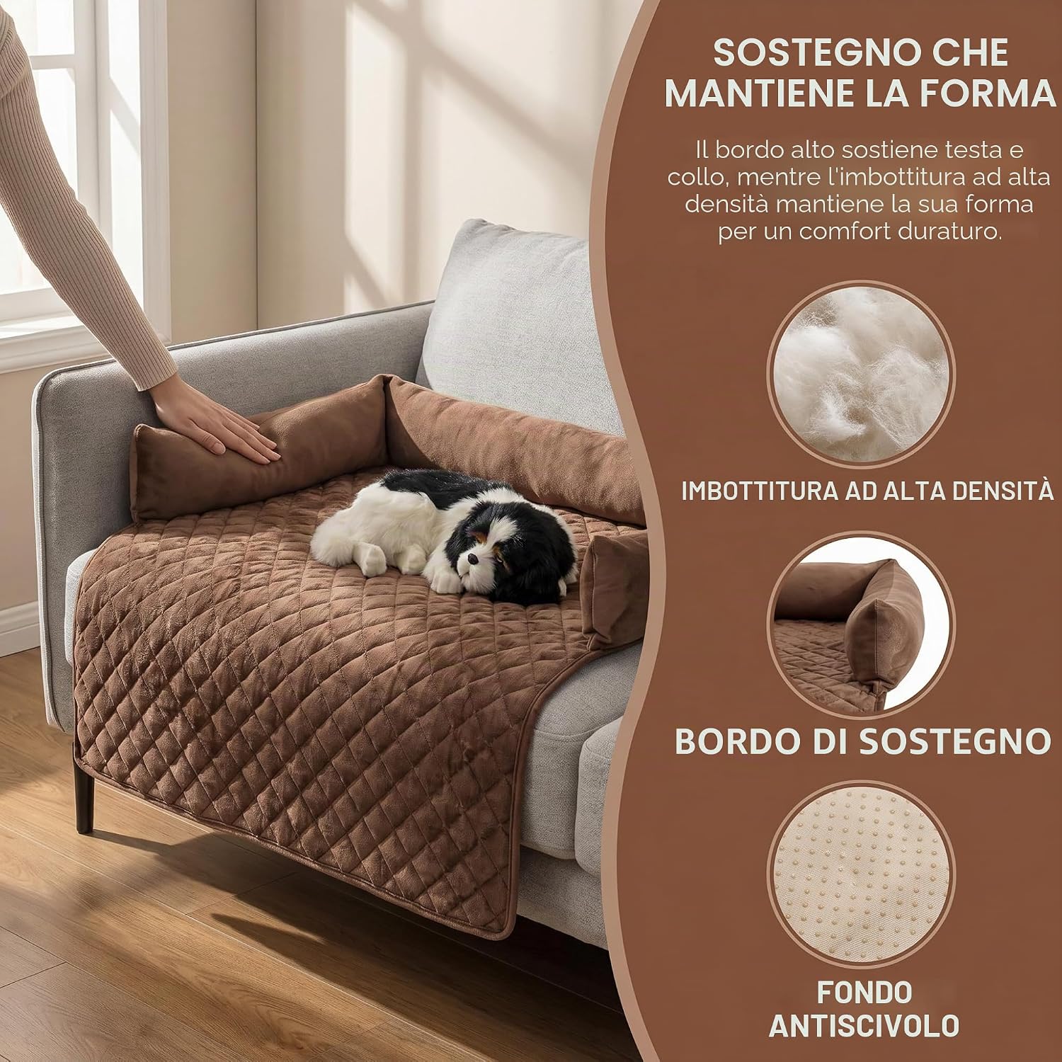 Detalle 2 de OKYUK Letto per cani di taglia grande 75x75 cm: morbido, antiscivolo e lavabile