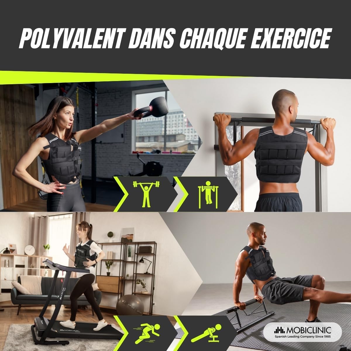 Detalle de Mobiclinic® Gilet Lesté Iron10 10/20 kg – Gilet de Poids réglable, Oxford 600D