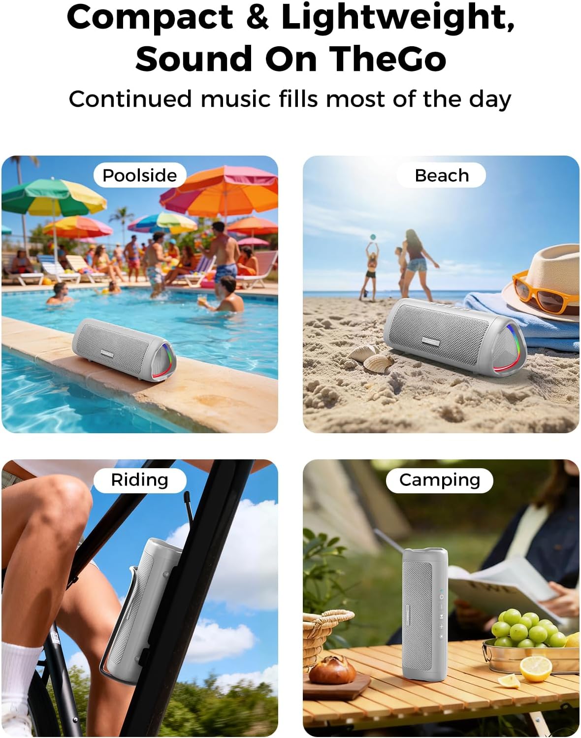 Thumbnail 6 de BolaButty Bluetooth Speaker Portable Wireless – IPX5, 20H Playtime, BT5.3, Dual Connectivity (Grey)