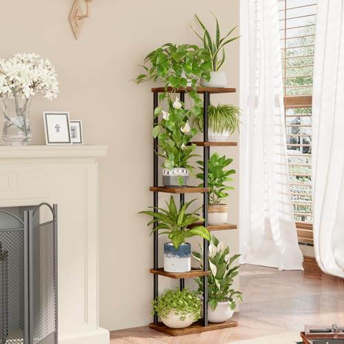 Detalle 2 de Bamworld: Soporte alto para plantas de interior de 6 niveles en color marrón para varias macetas