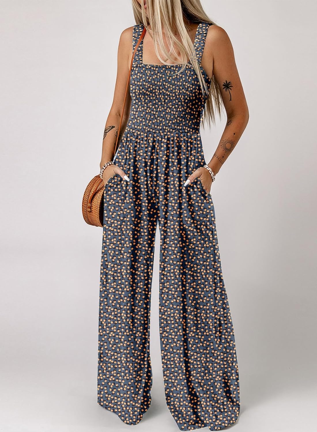 Thumbnail 1 de Dokotoo Women’s Casual Loose Overalls Jumpsuit (Sleeveless, Printed Wide-Leg, With Pockets)
