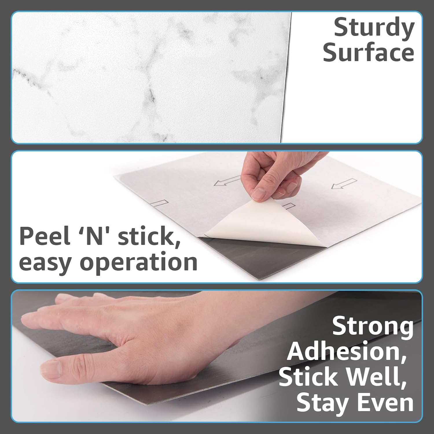Thumbnail 6 de Art3d 30-Pack Peel-and-Stick Vinyl Floor Tiles, Black & White Marble, 12 x 12 in