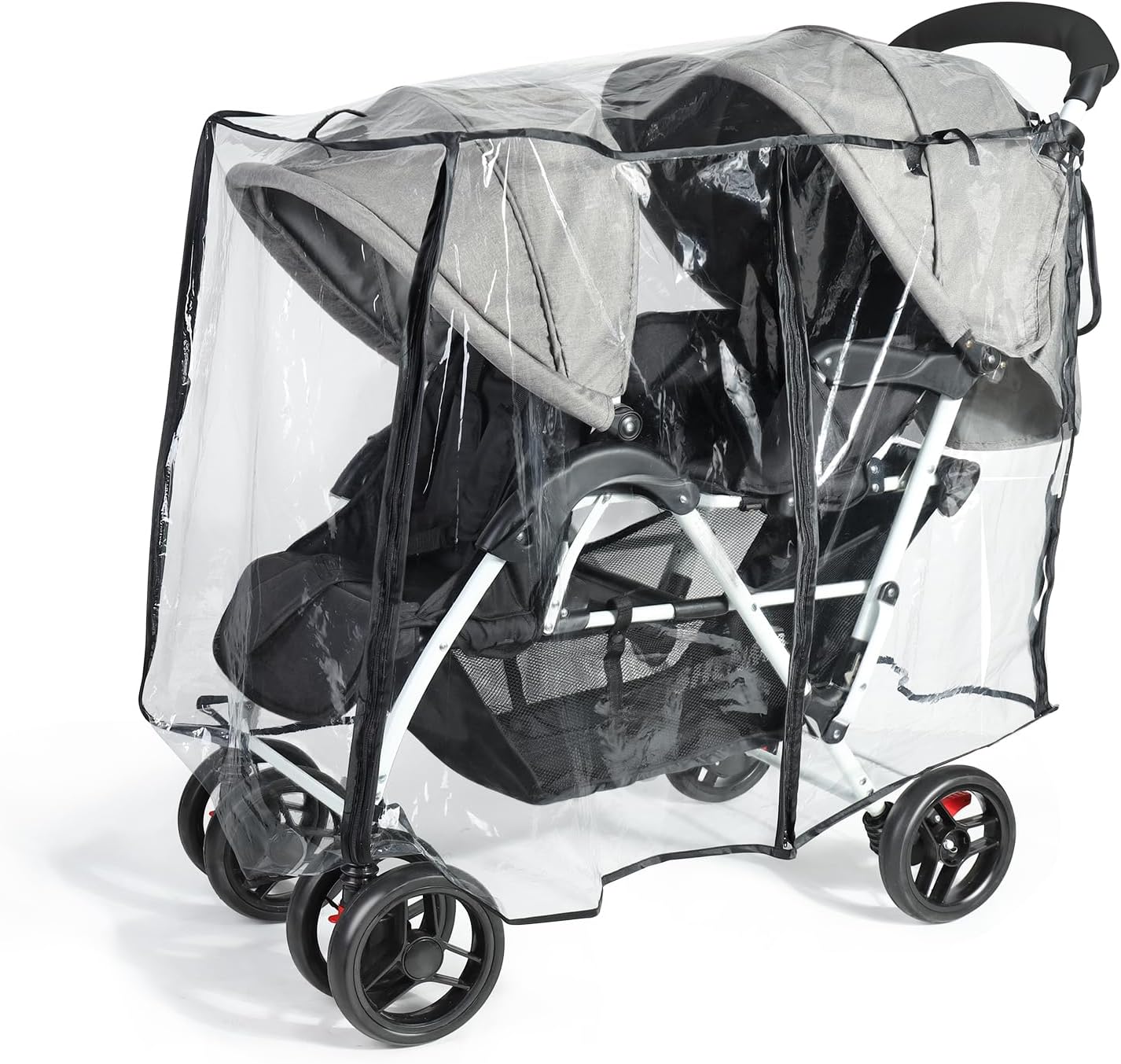 Detalle de Orzbow Double Pram Rain Cover: Universal Protection for Twin Pushchairs