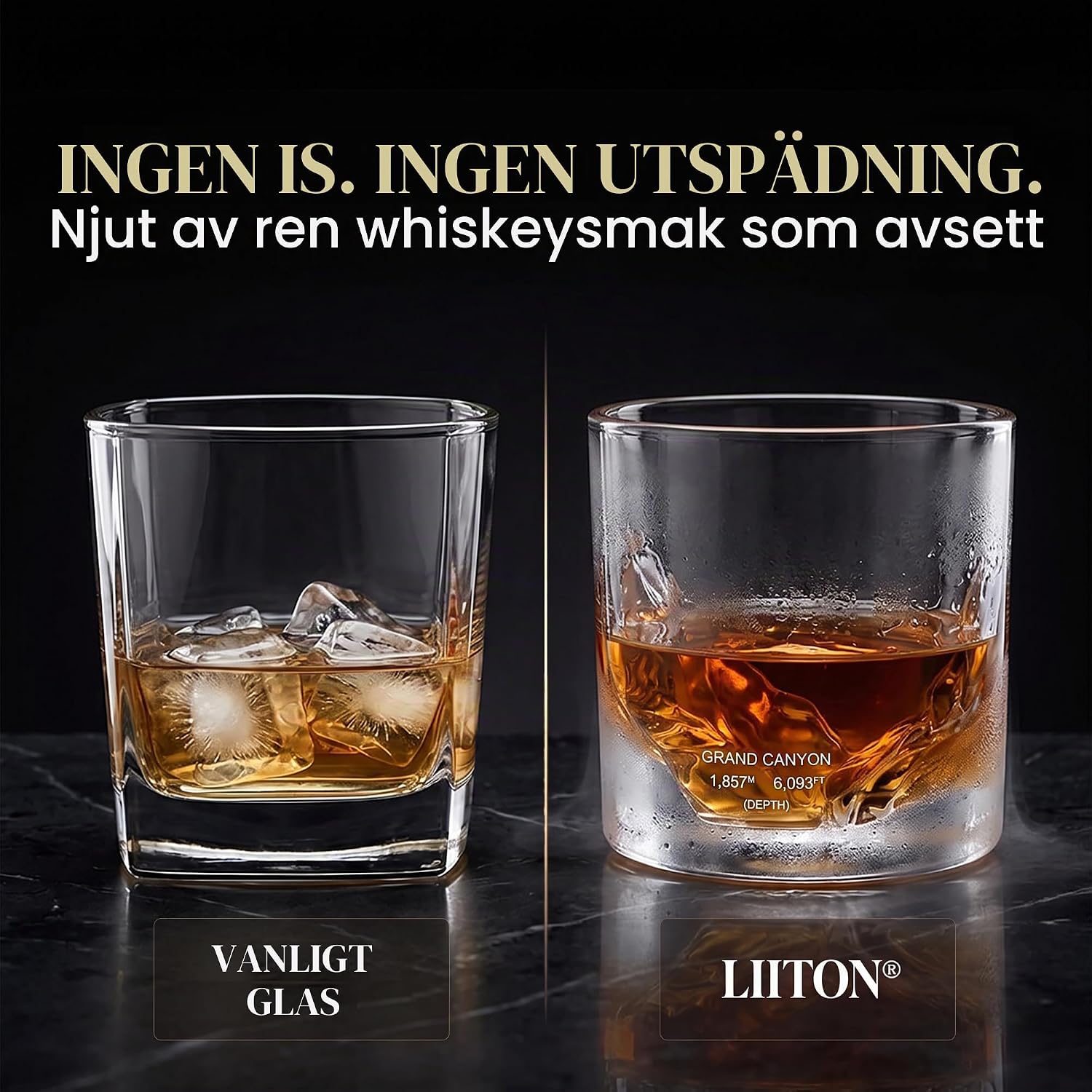 Detalle 1 de LIITON Grand Canyon whiskyglas, set om 4 i blyfritt kristallglas