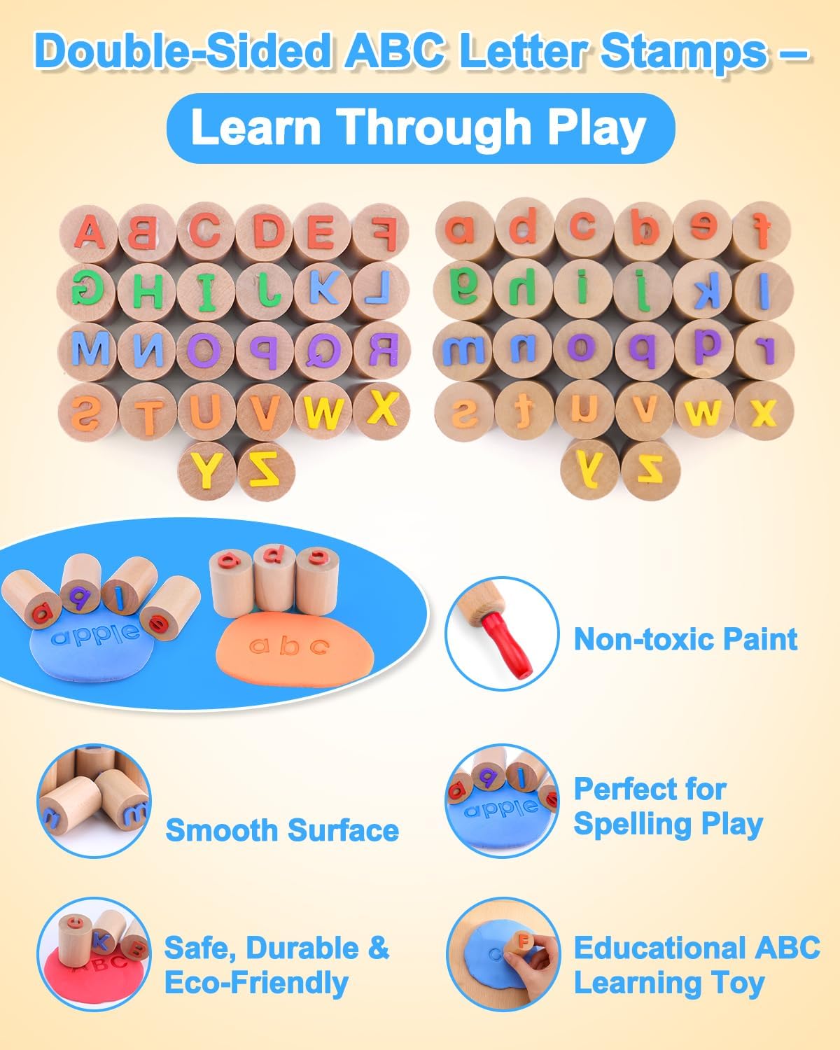 Detalle de Wooden Dough Tool Set for Kids Ages 3–6