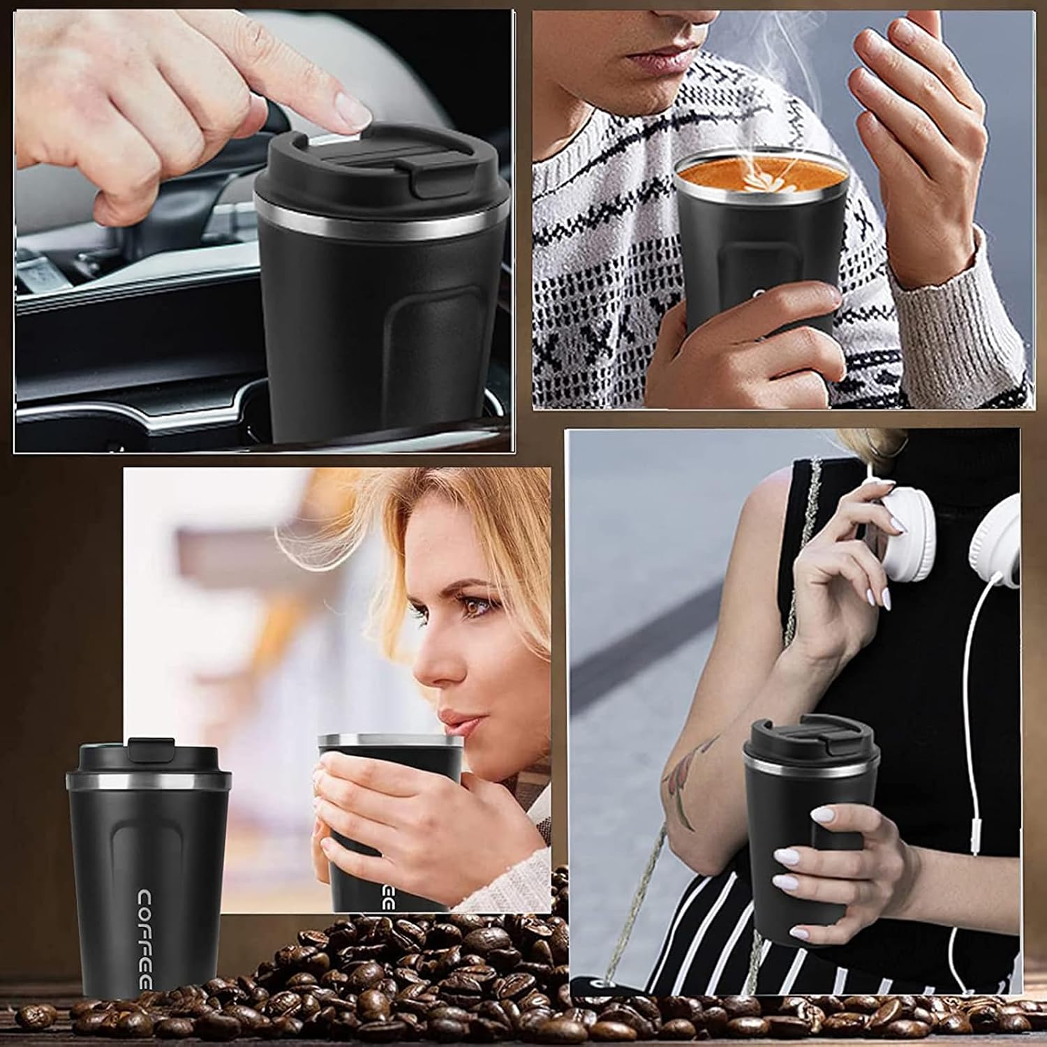 Thumbnail 6 de ERBO Kaffeebecher to go – Thermobecher aus Edelstahl, 380 ml, blau