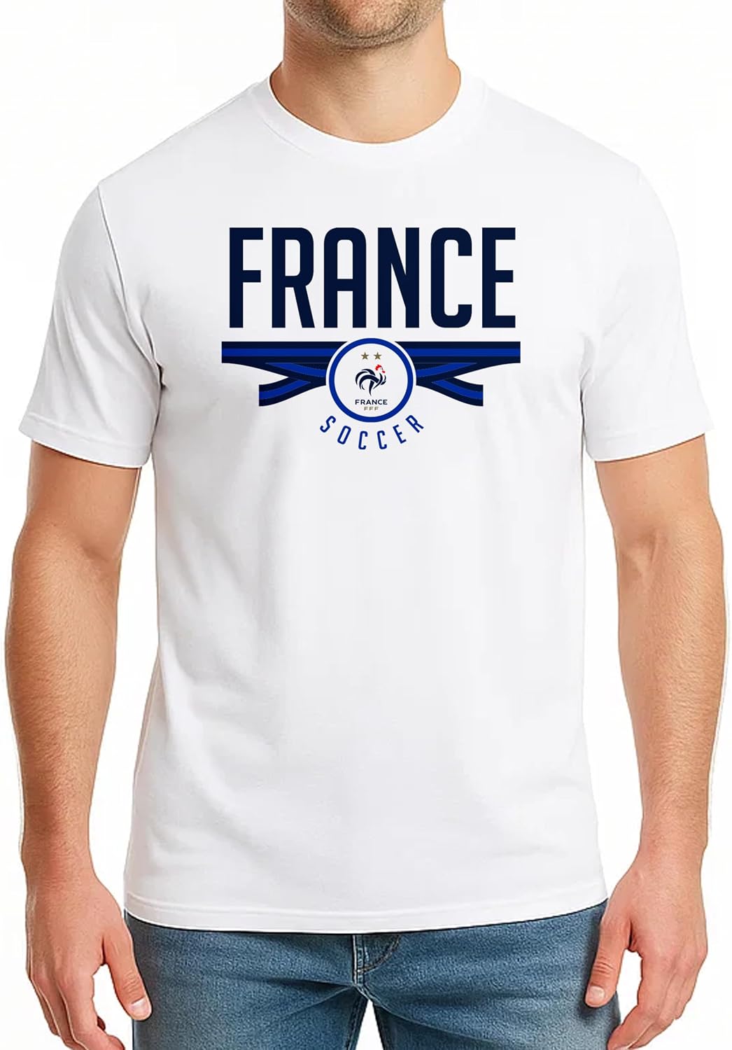 Detalle de Icon Sports Officially Licensed France Football Federation Soccer Cotton T-Shirt (Unisex Adult)