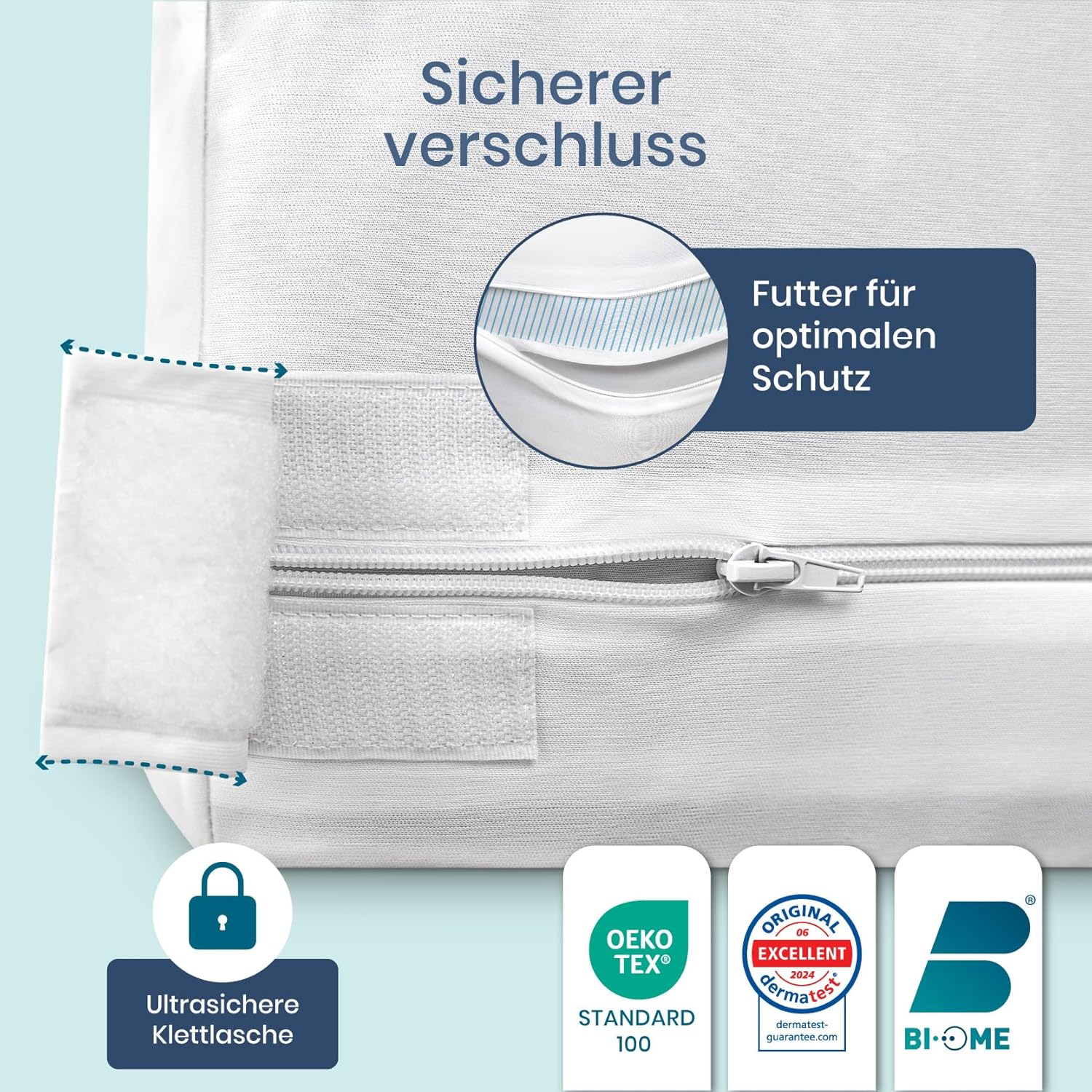 Detalle de Twinzen Matratzenschoner 100 x 200 x 20 cm – wasserdicht, milben- & bettwanzenhemmend, Öko-Tex