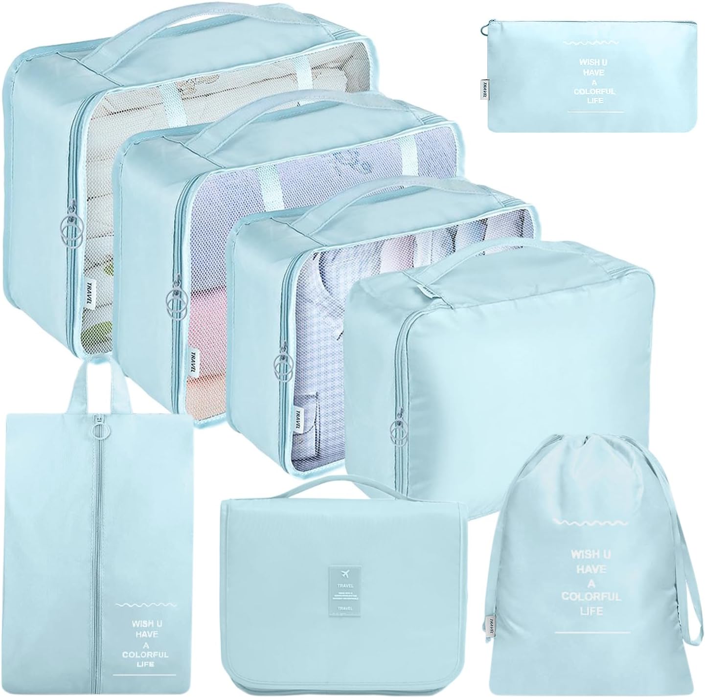 Detalle de MURISE Packwürfel Set 8/6 Teile – Koffer‑Organizer