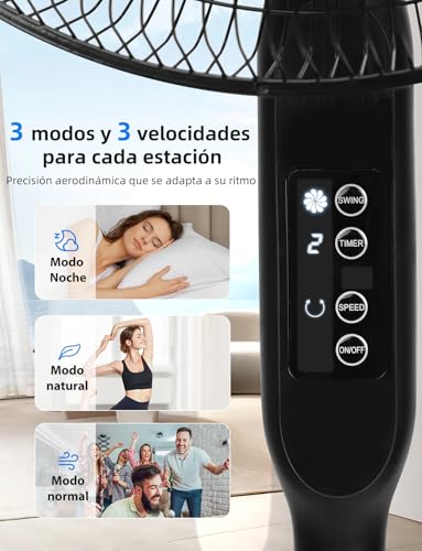 Detalle 2 de Taylor Swoden Ventilador de pie con mando 7 aspas – Potente, silencioso y regulable