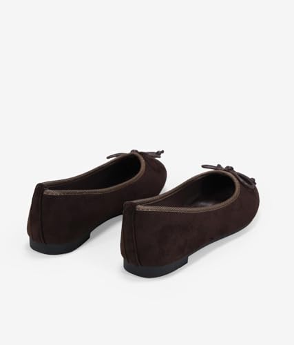 Detalle de BOSANOVA Bailarinas Planas de Ante Vegano para Mujer, marrón, talla 38