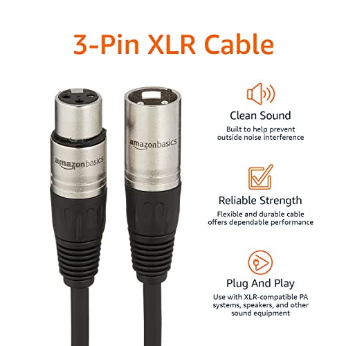 Detalle 2 de Amazon Basics XLR Male to Female Microphone Cable, 25 ft, All Copper, 3-Pin, 6mm Jacket