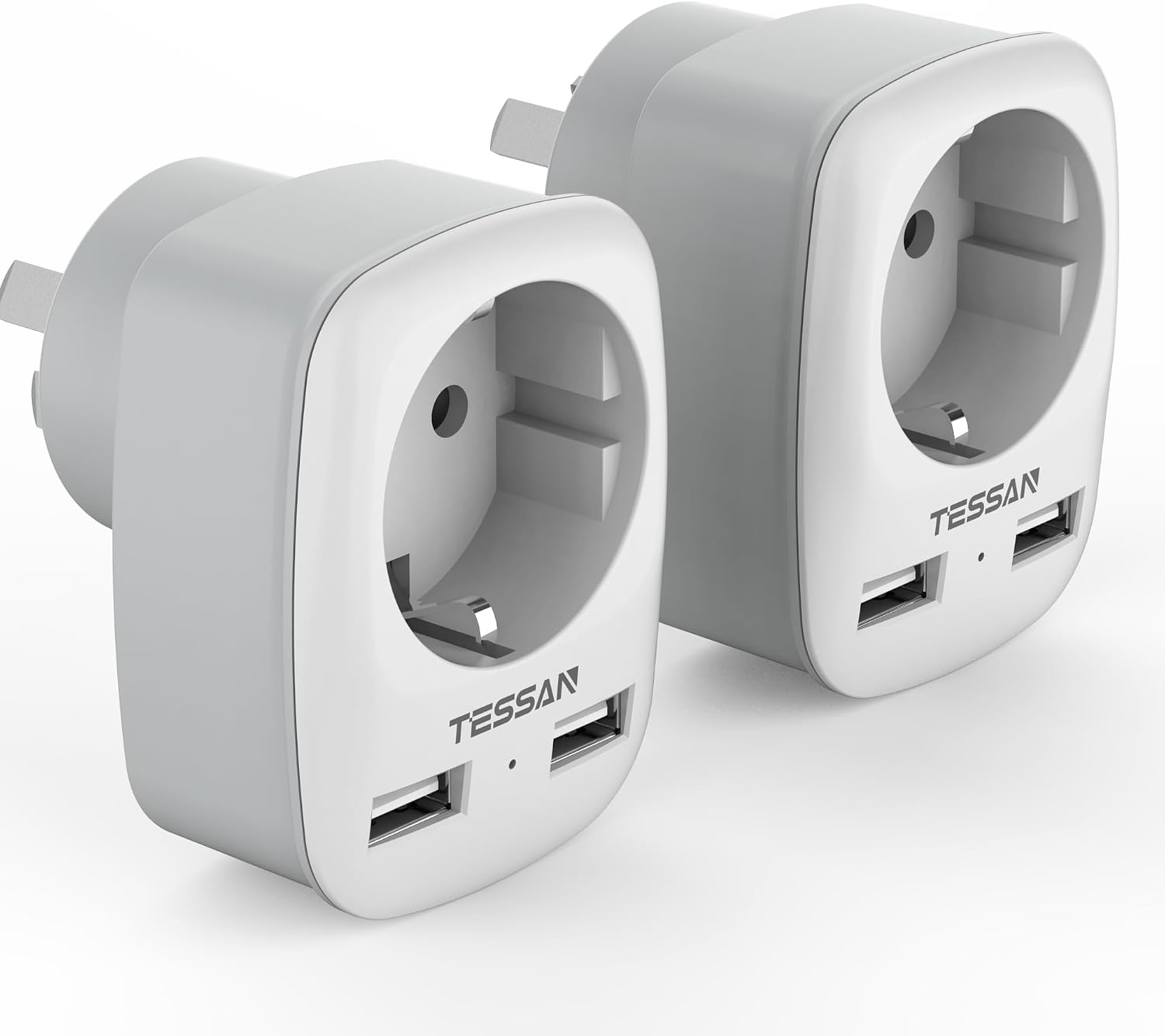 Detalle de TESSAN 2er-Reiseadapter für Australien/Neuseeland (Typ I) mit 2× USB – Steckdosenadapter für unterwegs