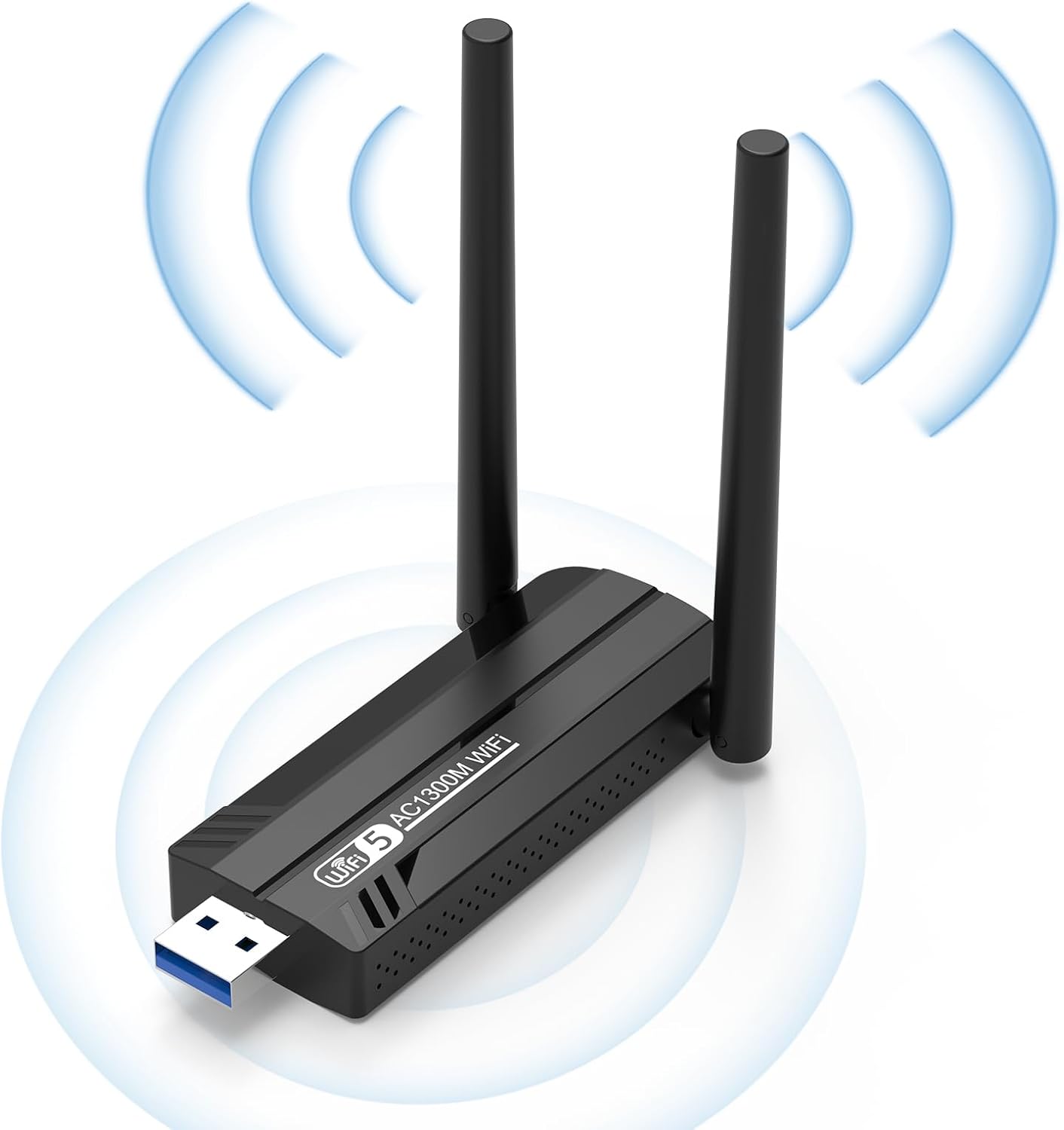 USB WLAN Stick Adapter für PC – 1300 Mbps, USB 3.0, Dual Band 2.4/5.8 GHz mit 2x5 dBi Antennen