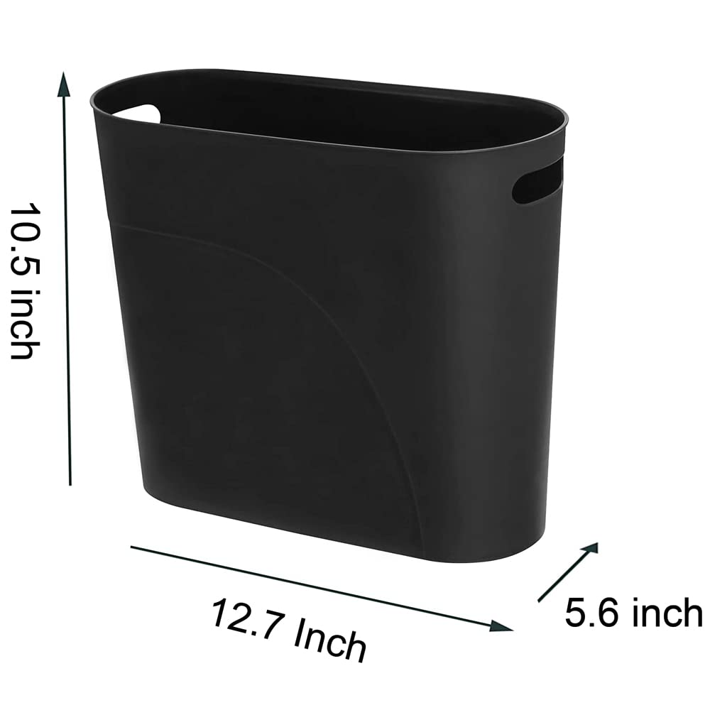 Detalle 2 de Caxmtu Mülleimer Papierkorb aus Kunststoff (2 Stück) – schmal, 27 cm hoch, 10 L, mit Griff, Schwarz