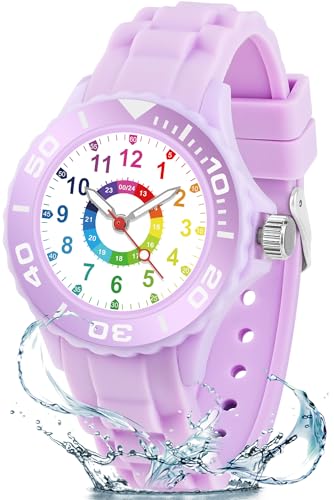 Detalle de GUUMUXIN montre éducative analogique pour enfants, cadran multicolore, 5-16 ans