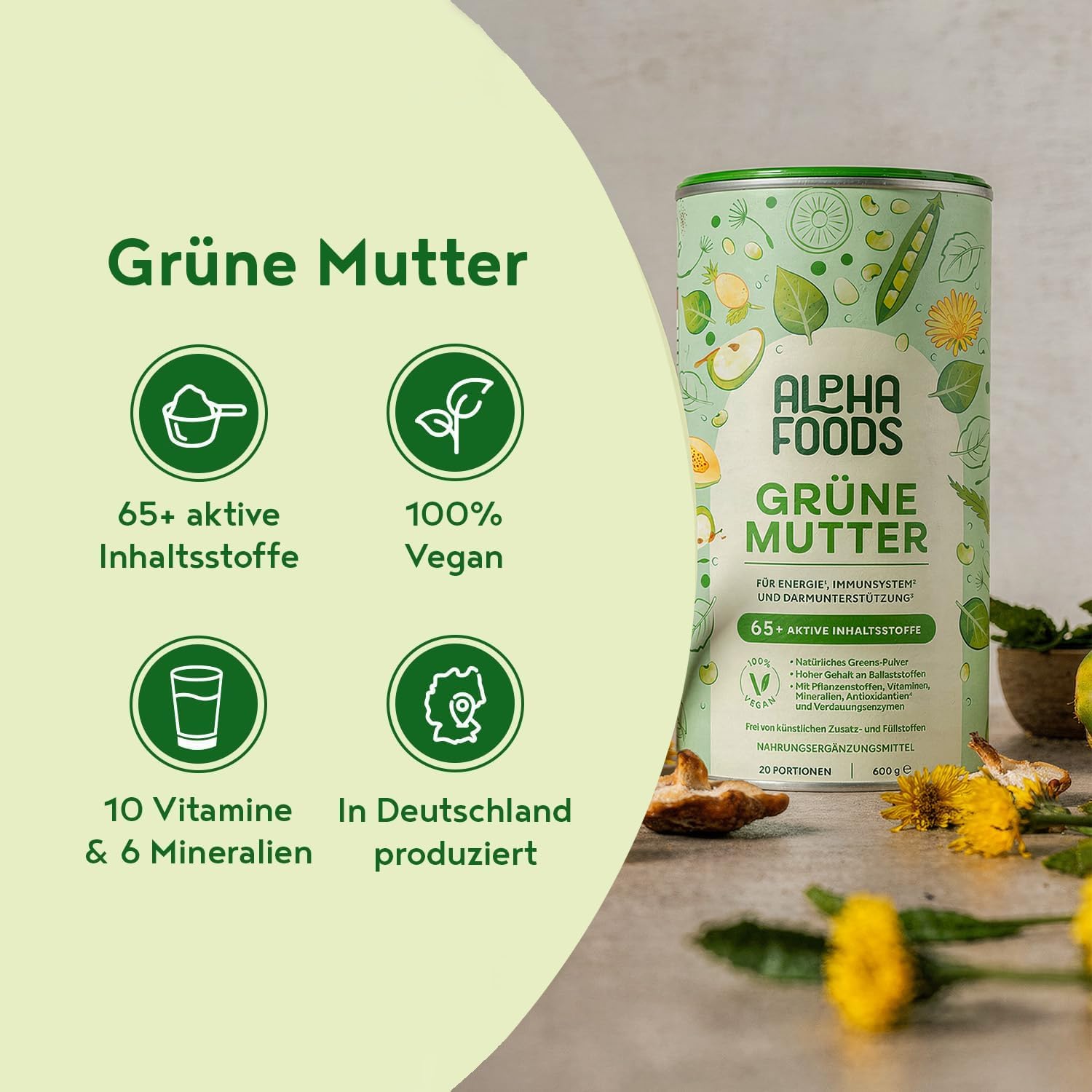 Detalle 2 de Grüne Mutter 2.0 Greens Shake Pulver 600 g