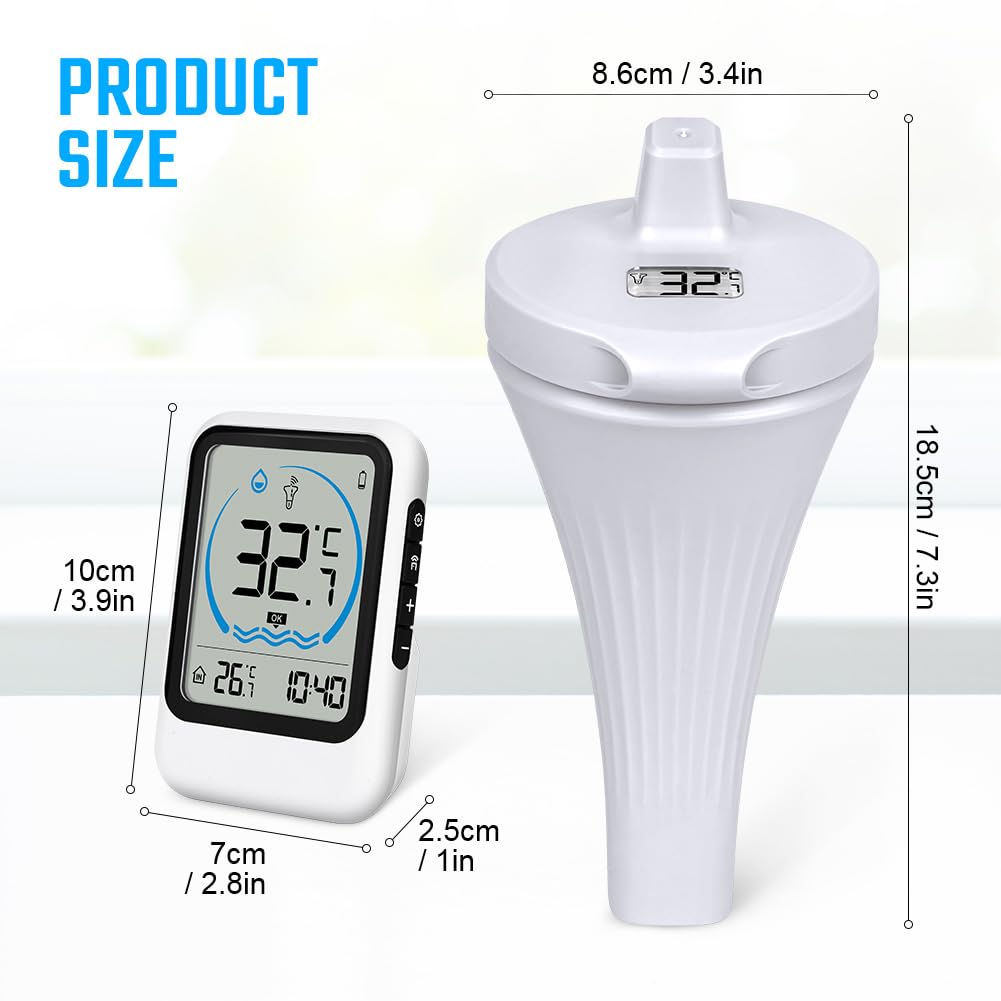 Detalle 2 de OFFCUP V9-WXYCWDJ-FBA Wireless Pool Thermometer with IP68 Sensor and LCD