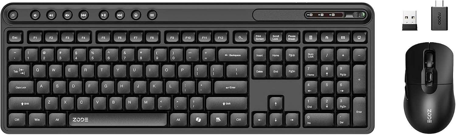 Detalle de ZODE KM270S Wireless Keyboard and Mouse Combo, 118-Key Quiet QWERTY