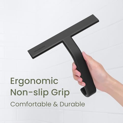 Detalle de dancemoon JustHang Shower Squeegee with Built-in Hook, 25 cm (Black)