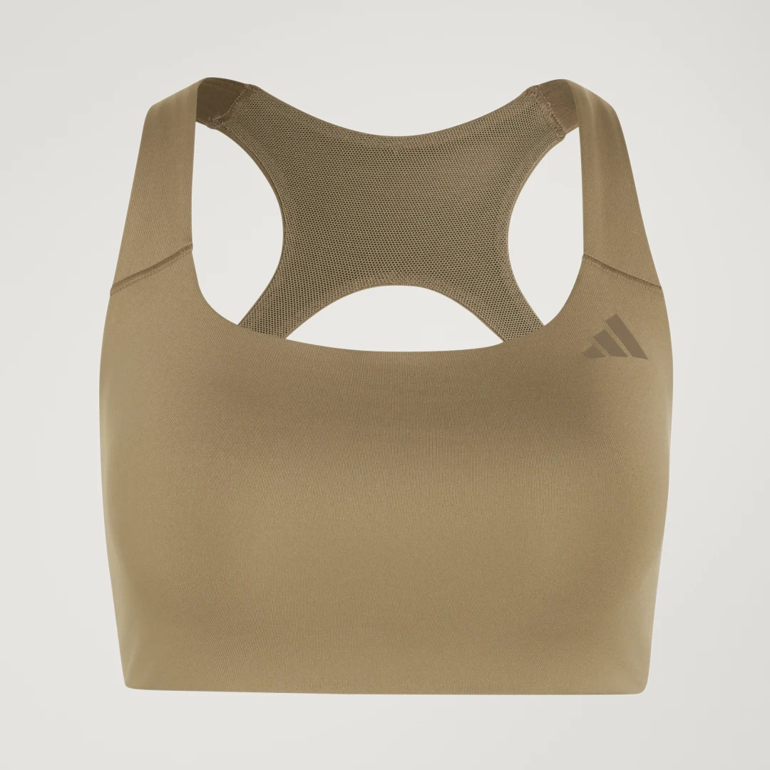 Detalle de Sujetador de entrenamiento para impacto medio Optime de Adidas – Beige