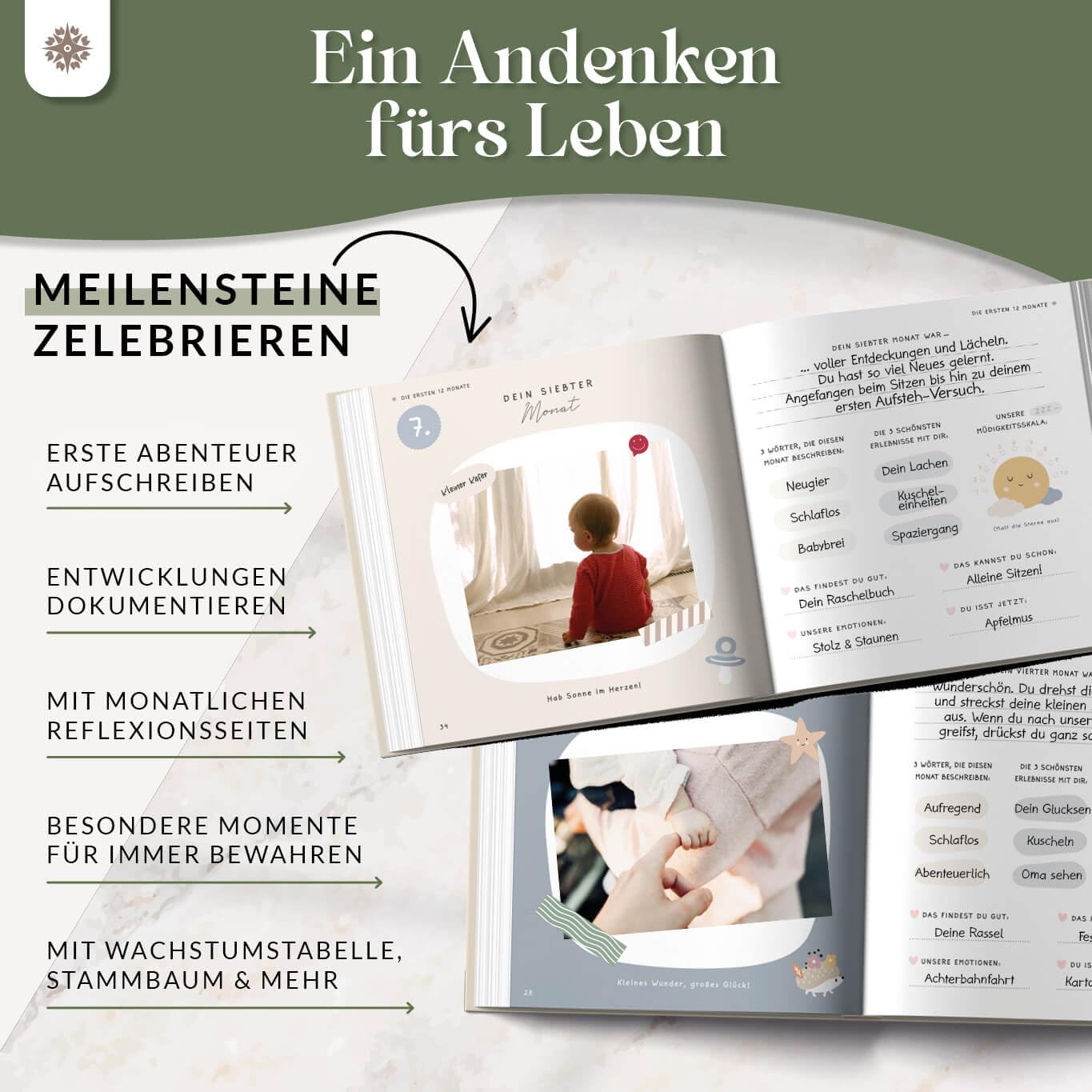 Thumbnail 3 de LEBENSKOMPASS Mein erstes Jahr Babyalbum 21×21 cm 📘