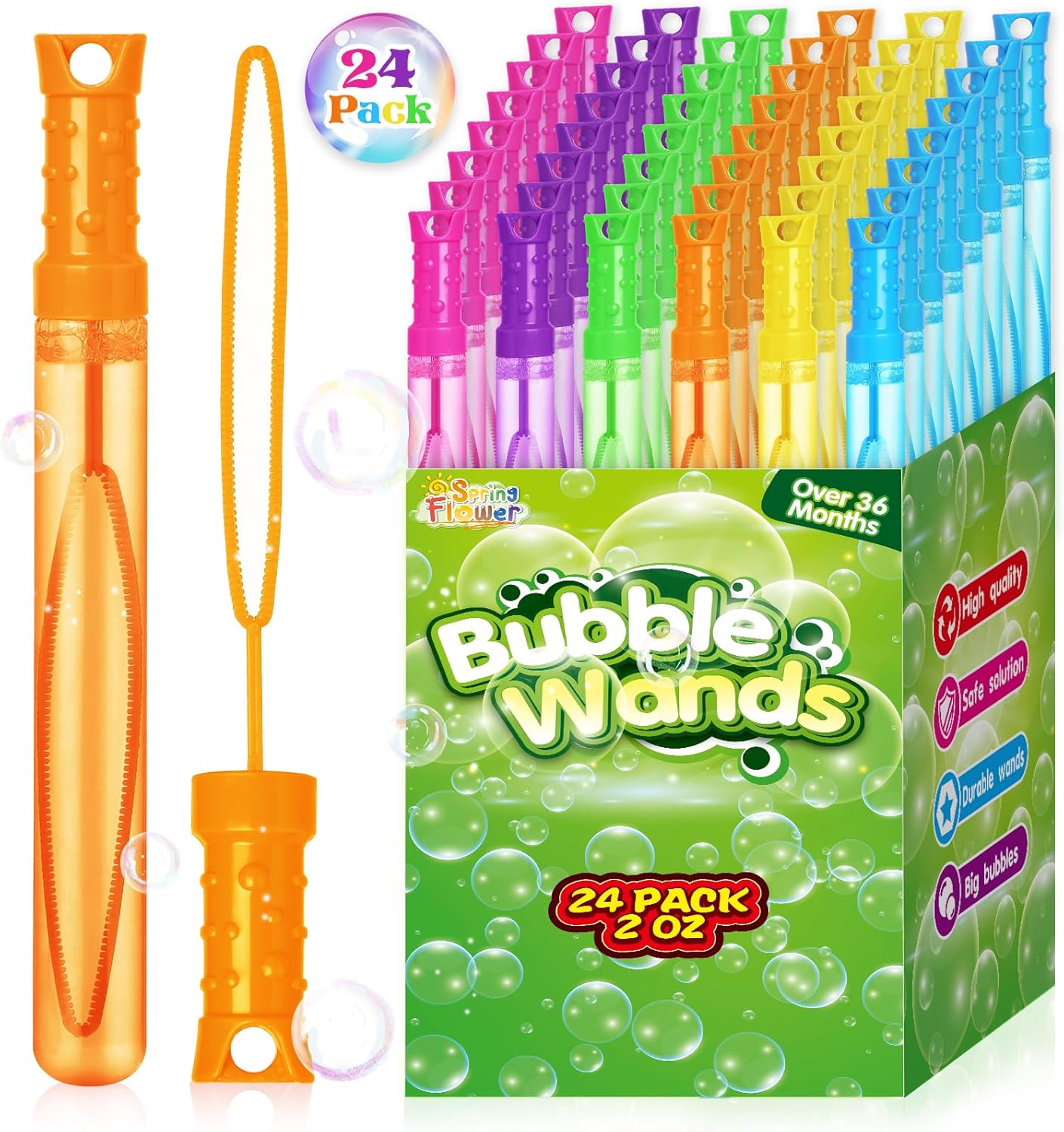 Detalle de SpringFlower Bubble Wand: 24-Pack Colorful Bubble Party Favors