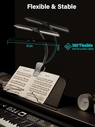 Detalle de Vekkia 64 LED Rechargeable Music Stand Light, Folding Clip On Piano Lamp