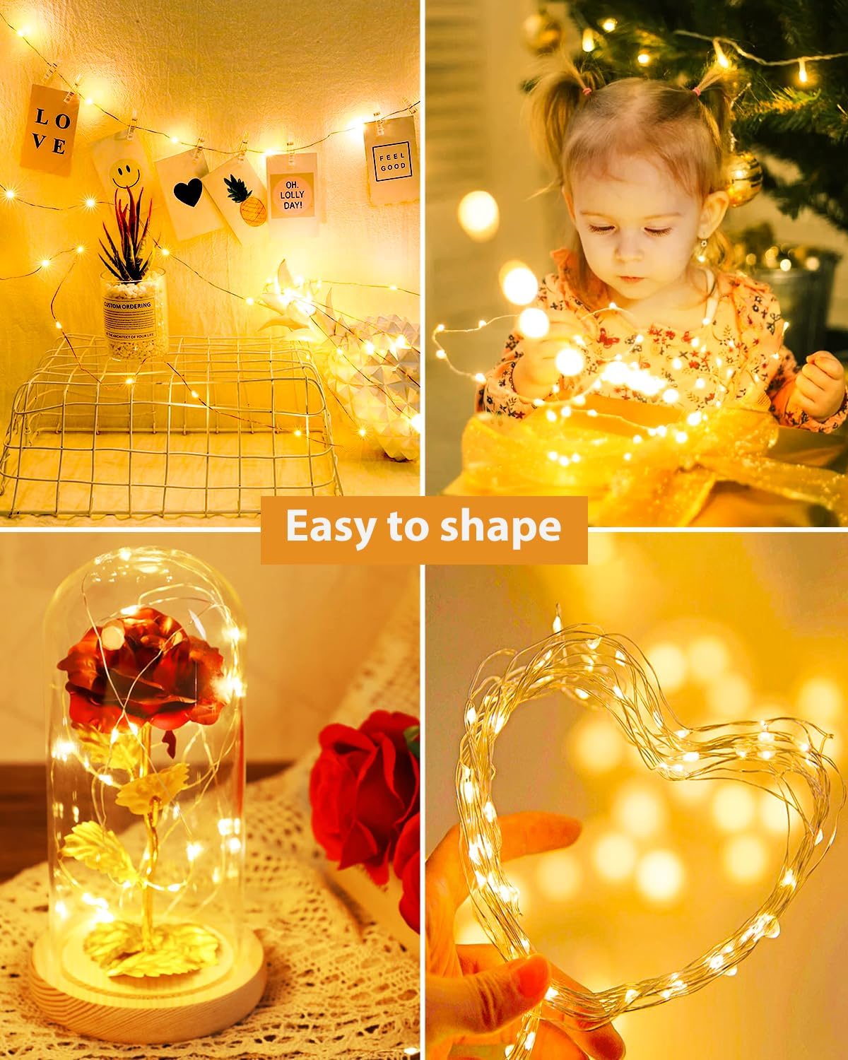 Detalle 2 de btfarm BL15 Fairy Lights, 16-Pack Battery-Powered 20-LED Warm White