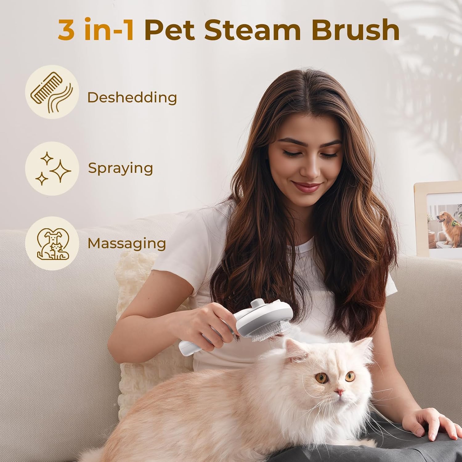 Detalle 2 de pecute Dampfbürste für Katzen 1× Katzenkamm mit Nebel 🐱