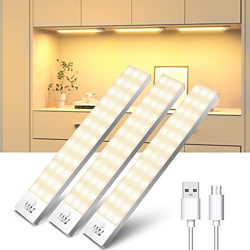OUILA luces LED para armario con sensor de movimiento, luz cálida y 4 modos, 3 piezas