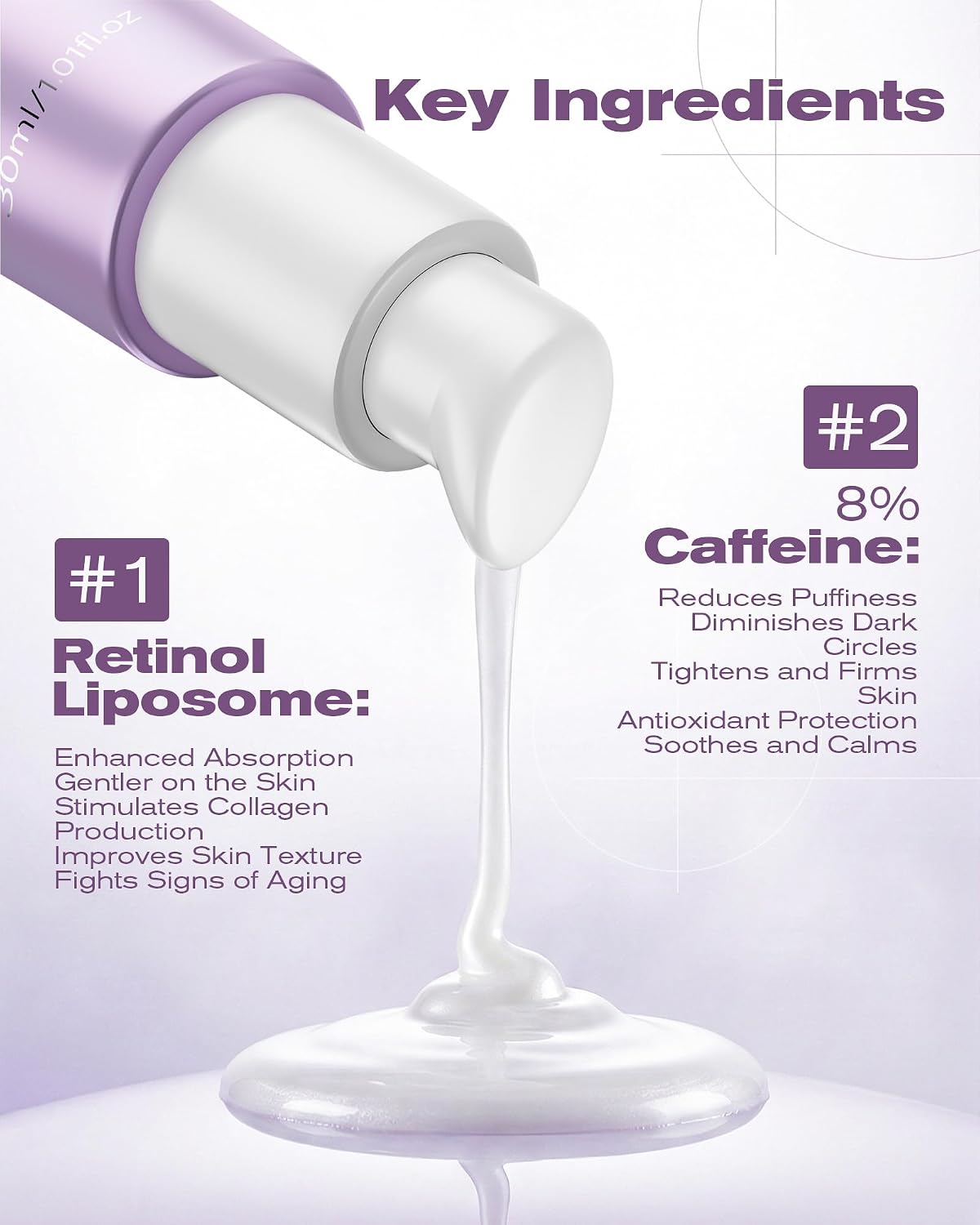 Detalle 2 de RWT 8% Caffeine Eye Cream with Retinol, Unscented, 30 mL