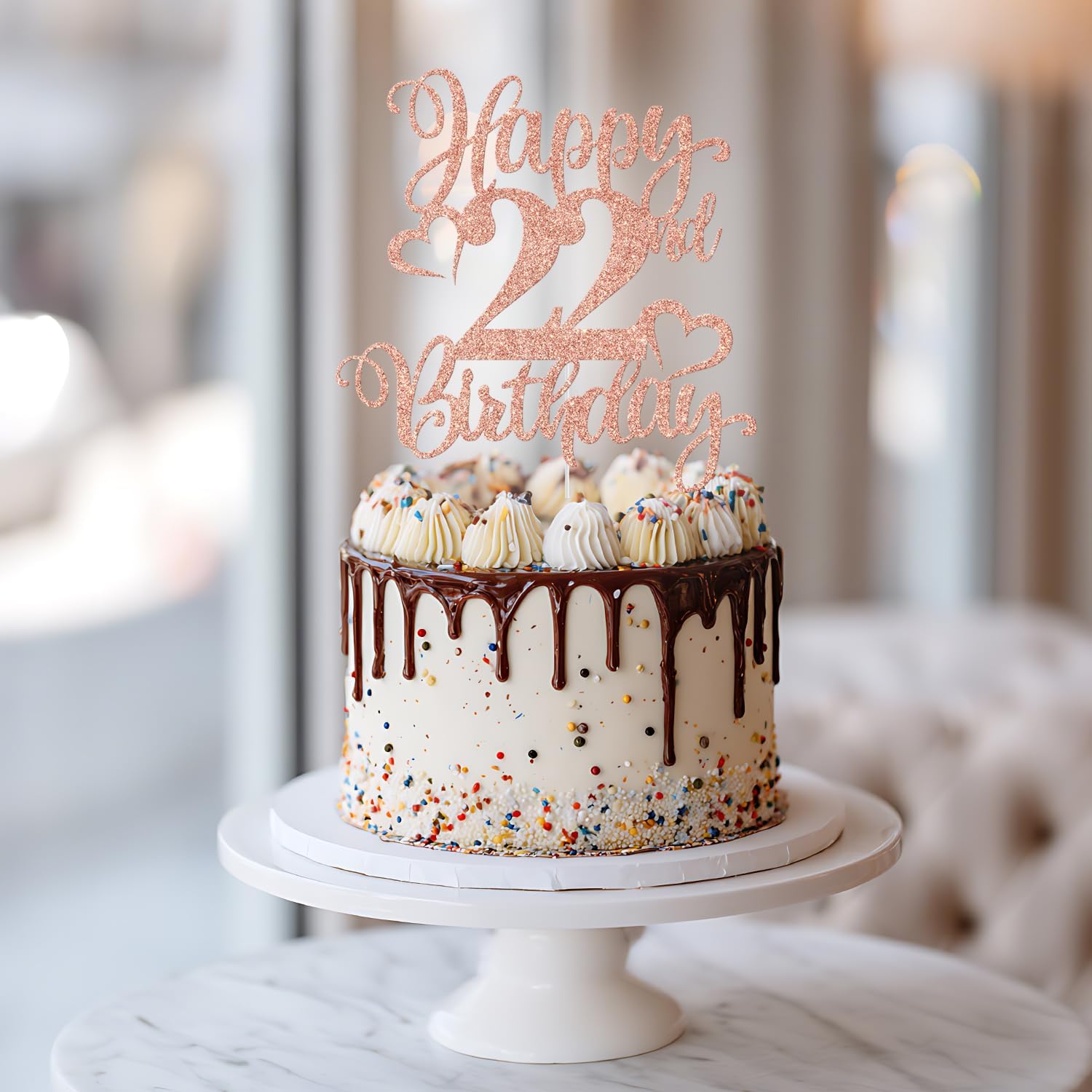 Detalle de 22nd Birthday Cake Topper, Glitter Cardboard
