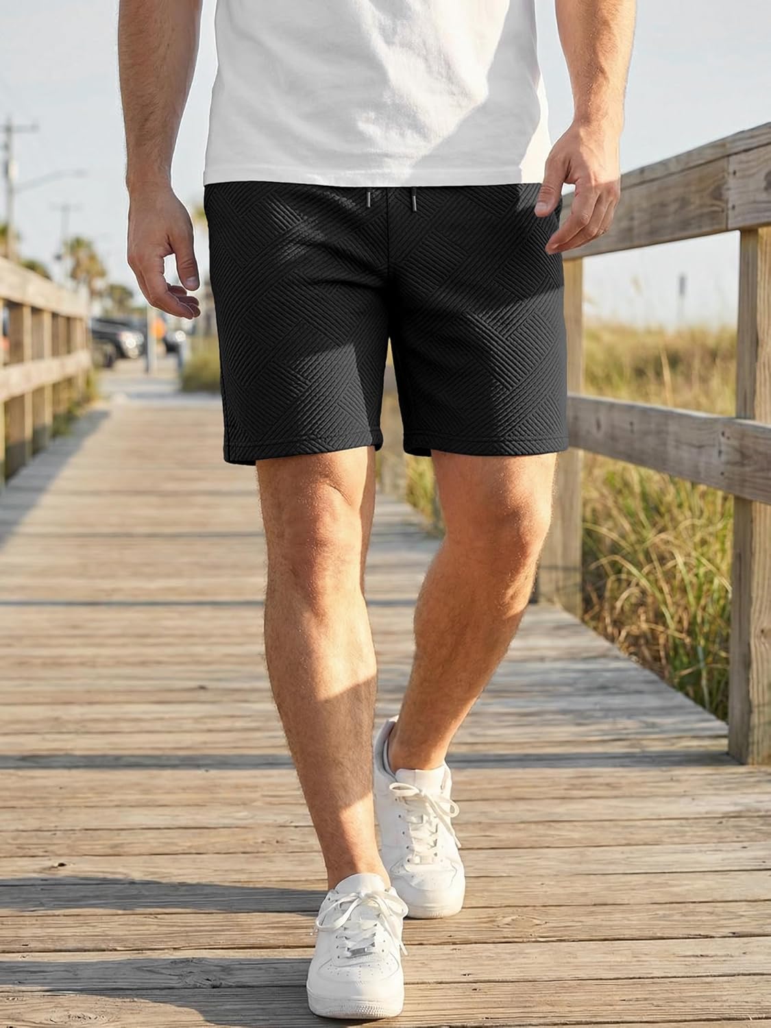 Thumbnail 1 de JMIERR Herren Textur Kurze Hosen mit 3 Taschen – Sommer 2026, Loose Fit, elastischer Bund