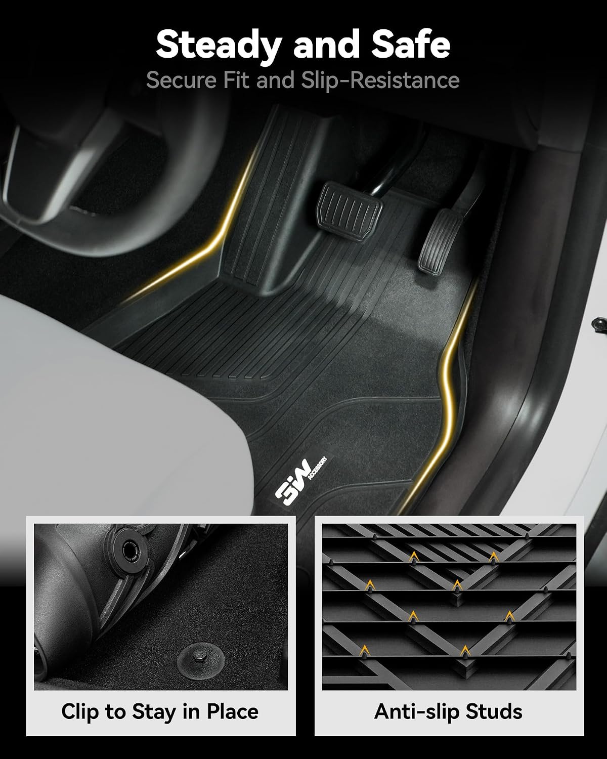 Thumbnail 2 de 3W 9‑Piece Floor Mats, Boot Liner and Seat Back Cover for Tesla Model Y (2021–2024) – All‑Weather, Dog‑Friendly TPE