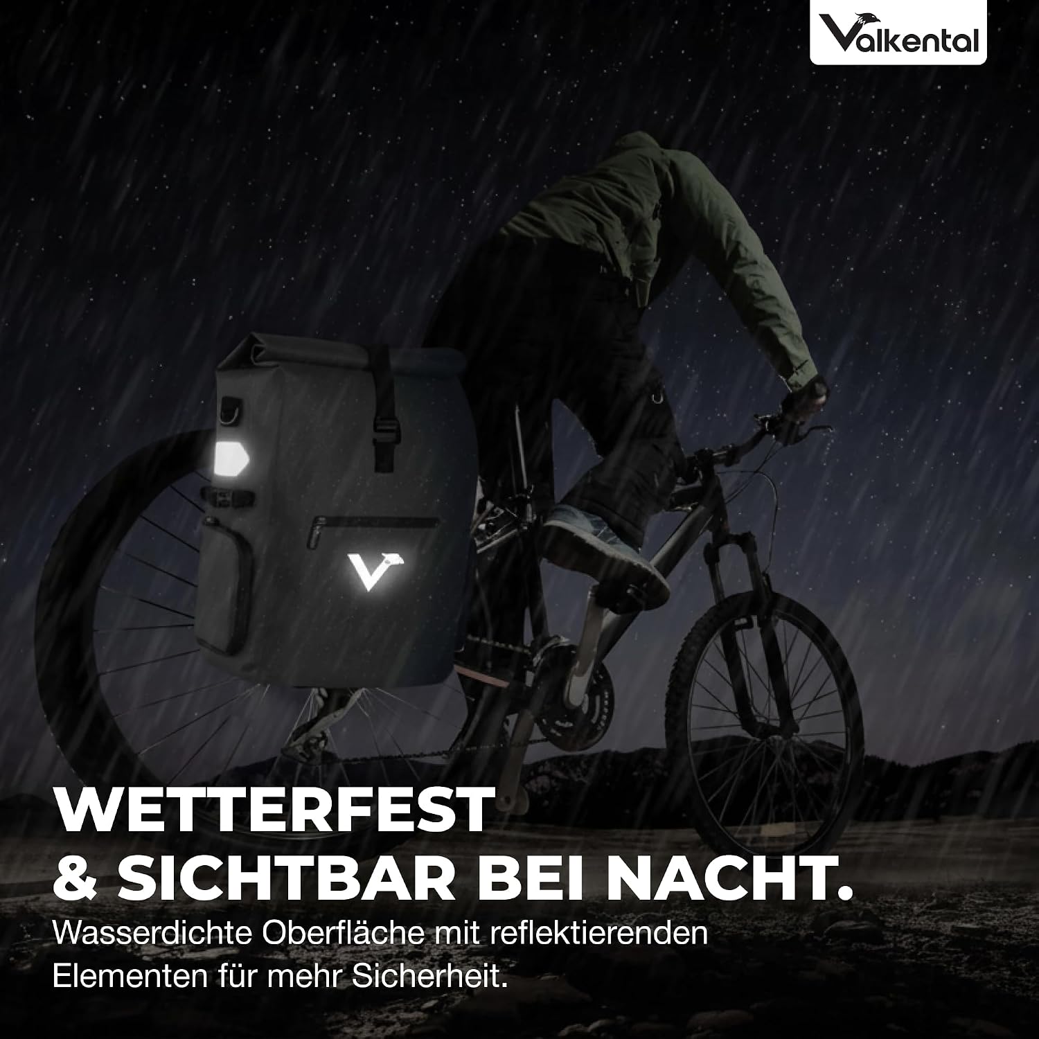 Detalle de Valkental 3in1 Fahrradtasche Pro – Das Original, 23 L, 100% wasserdicht, vielseitig einsetzbar