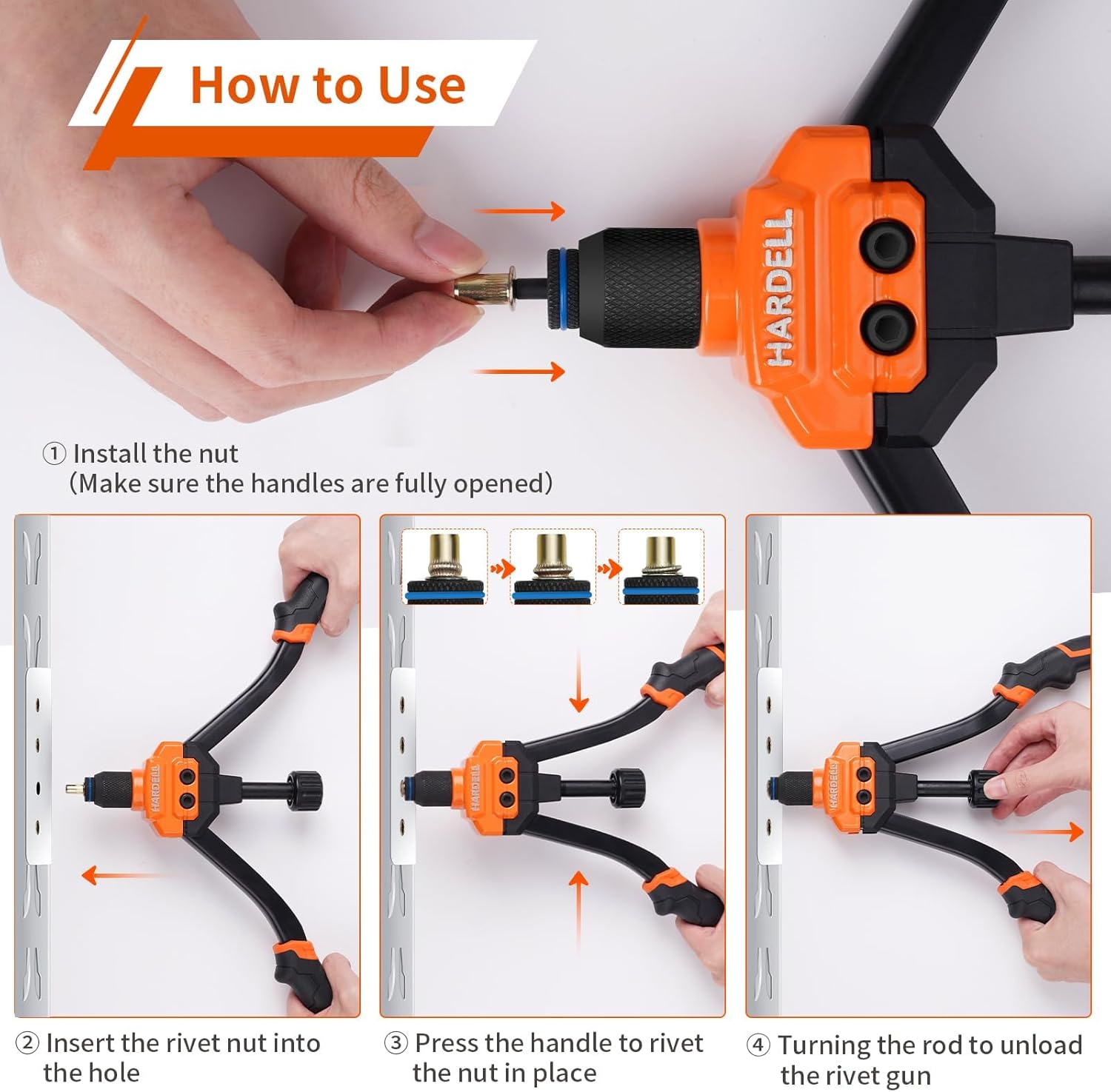 Thumbnail 3 de HARDELL Rivet Nut Tool Kit 14" with 80pcs rivet nuts 🛠